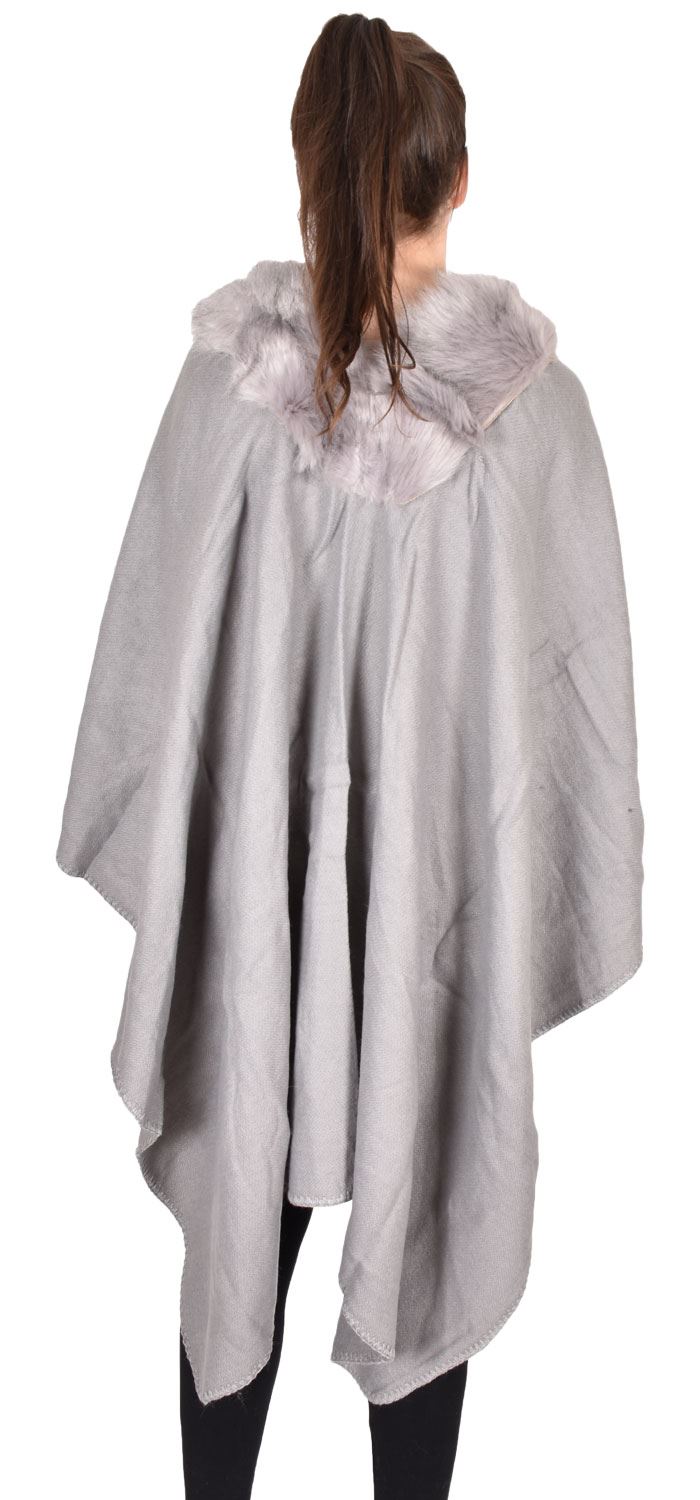New Women Cape Throw Over Faux Fur Poncho Ladies Winter Wrap Shawl Blanket