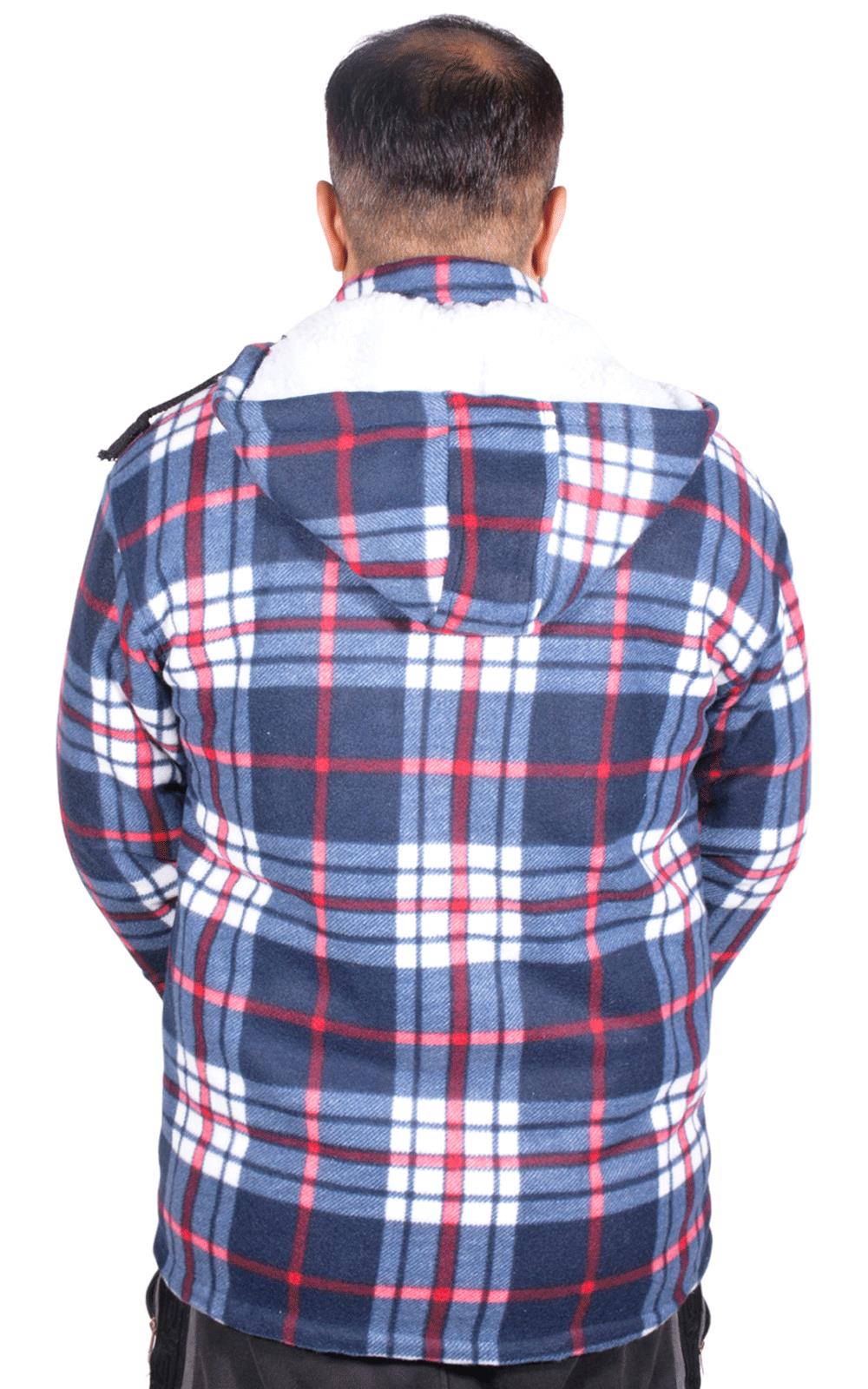 Camisa acolchada para hombre Sherpa forrada de piel leñador chaqueta de trabajo gruesa informal sudadera con capucha - Imagen 34 de 48