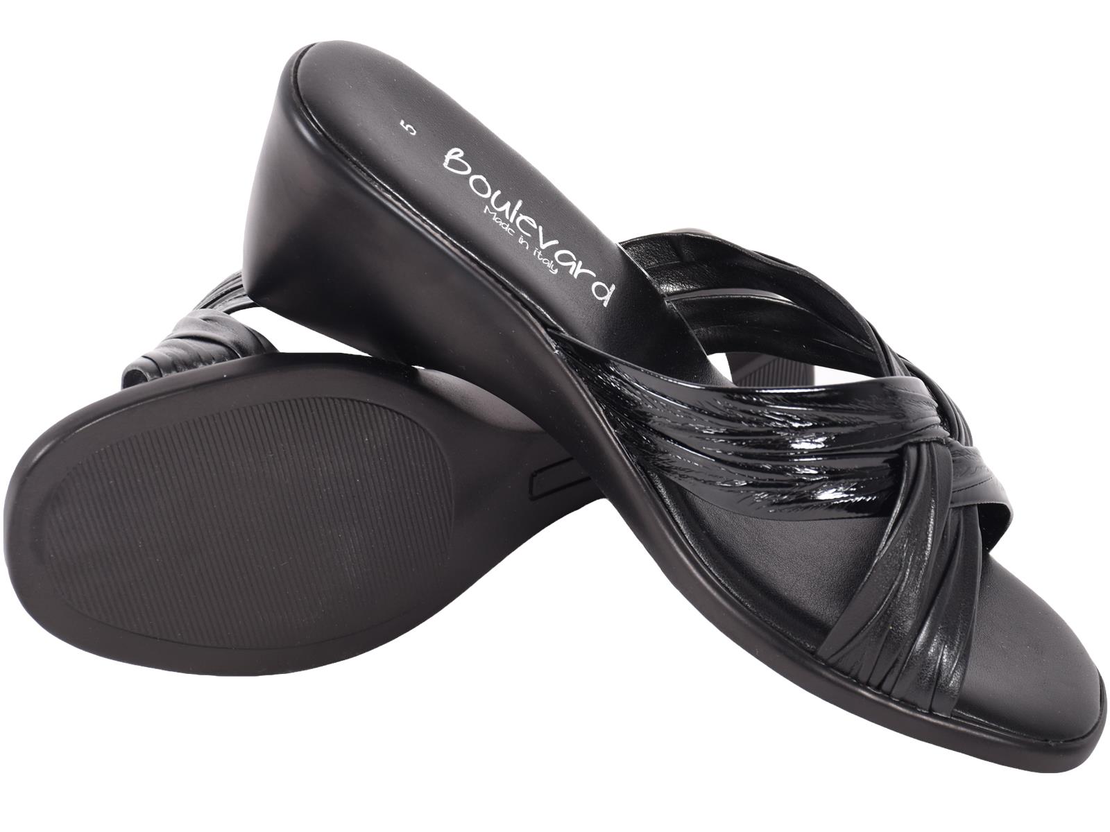 Boulevard Ladies Crossover Mule Sandal Wedge Heel Slip On Padded Socks Size 3-8 - Picture 13 of 40