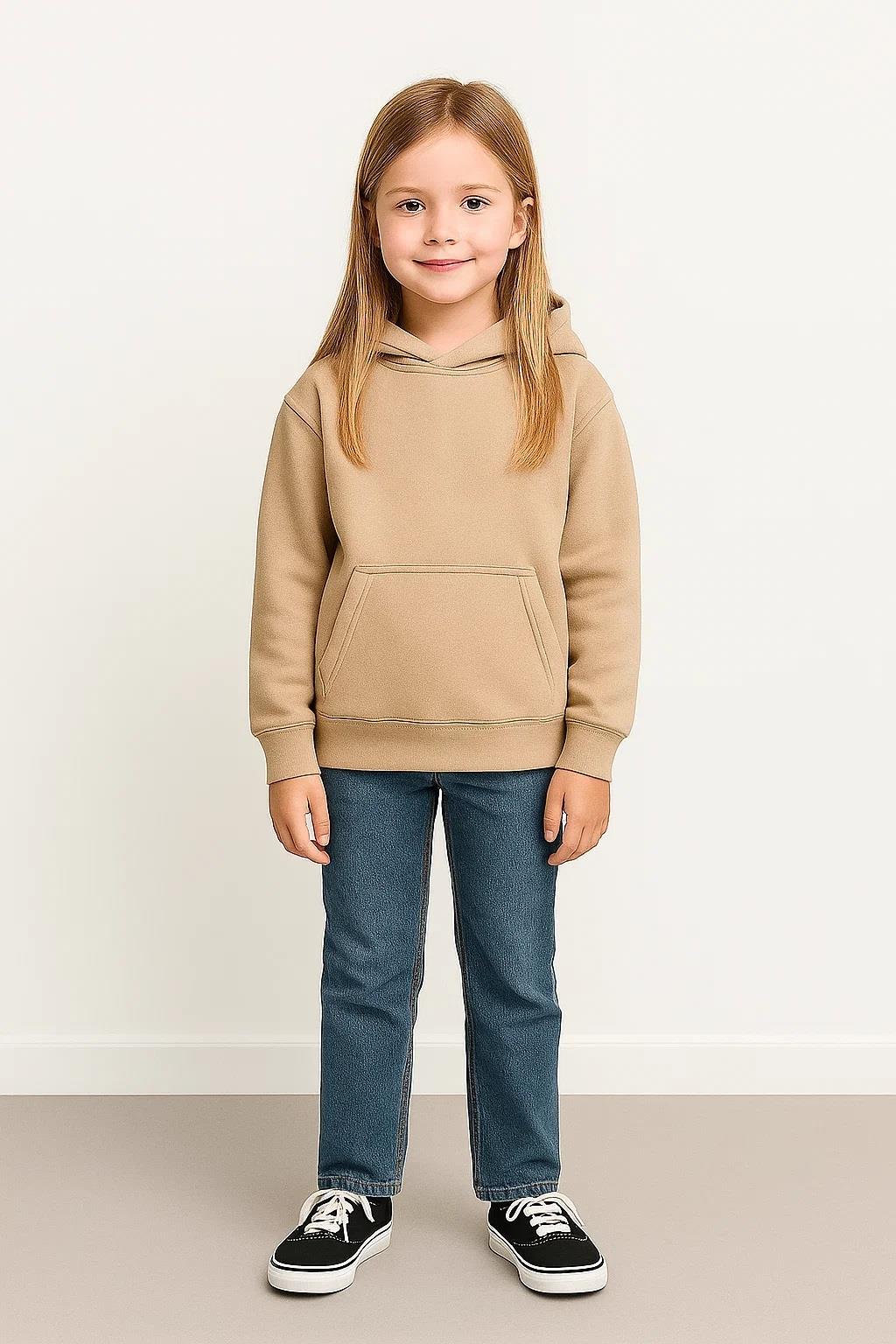 Kids Girls Boys Plain Hooded Jumper Fleece Pullover Hoodie Unisex Sweatshirt - Picture 127 of 128