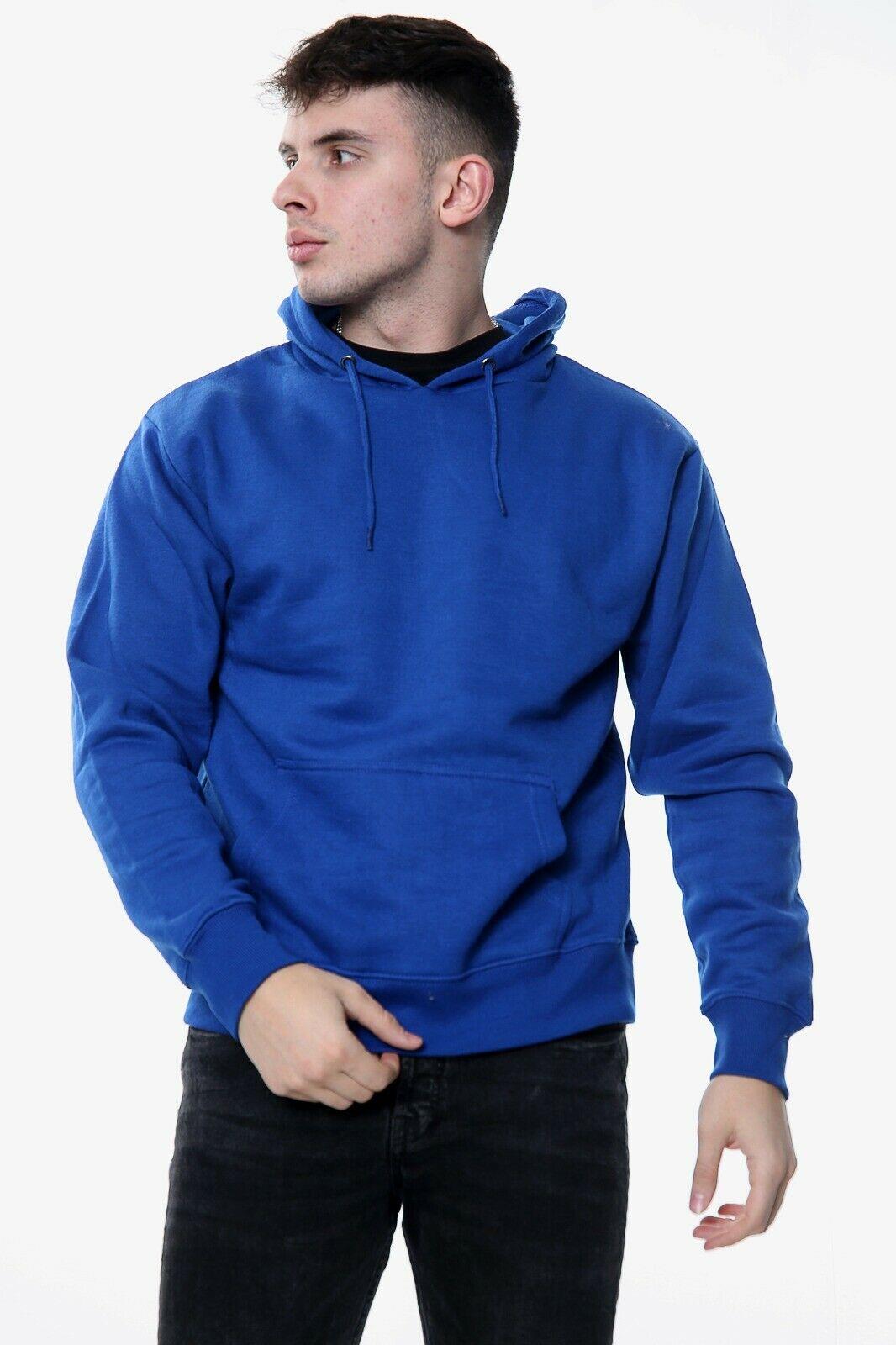 Mens Plain Hoodies Fleece Hooded Casual Long Sleeve Hoody Pullover Sweatshirt - Picture 37 of 42