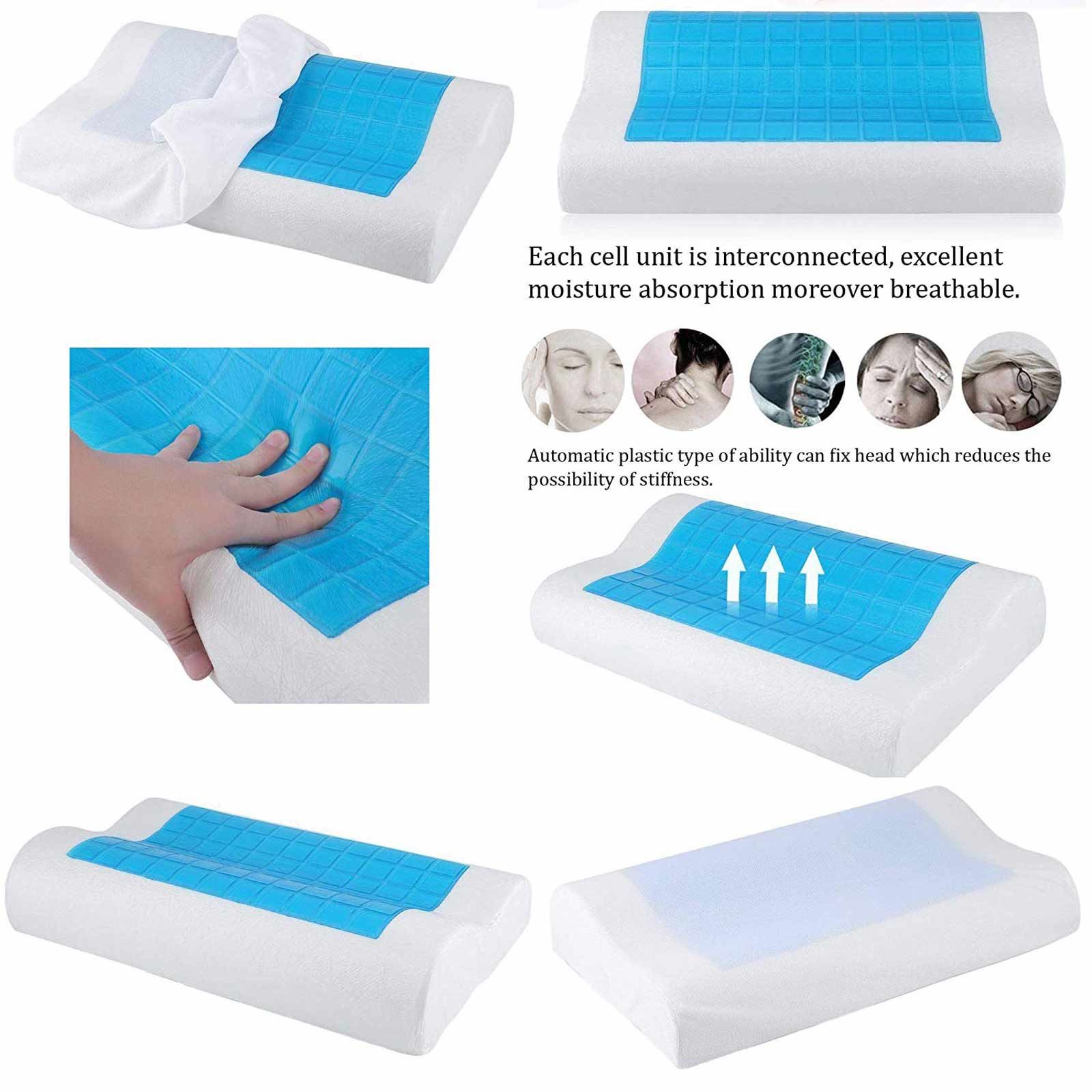 Cooling Gel Memory Foam Contour Neck Back Head Insomnia Support