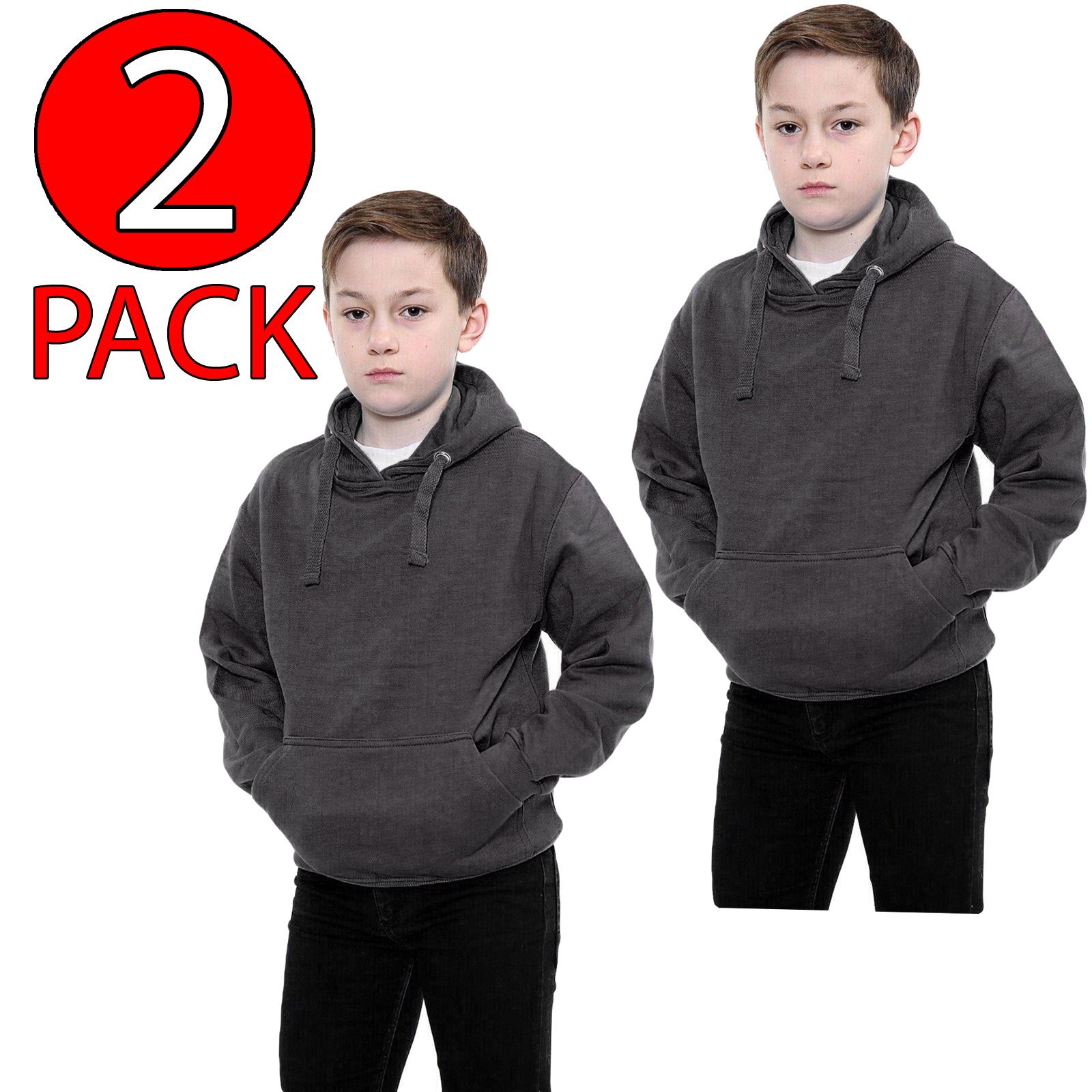 Kids Girls Boys Plain Hooded Jumper Fleece Pullover Hoodie Unisex Sweatshirt - Picture 69 of 128