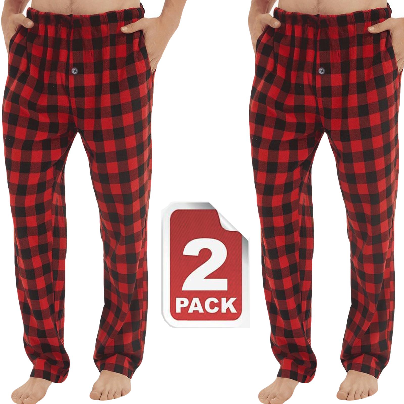 Mens Pyjama Bottoms Woven Check PJ Pants Lounge Nightwear 2 Pack Trouser - Picture 28 of 34