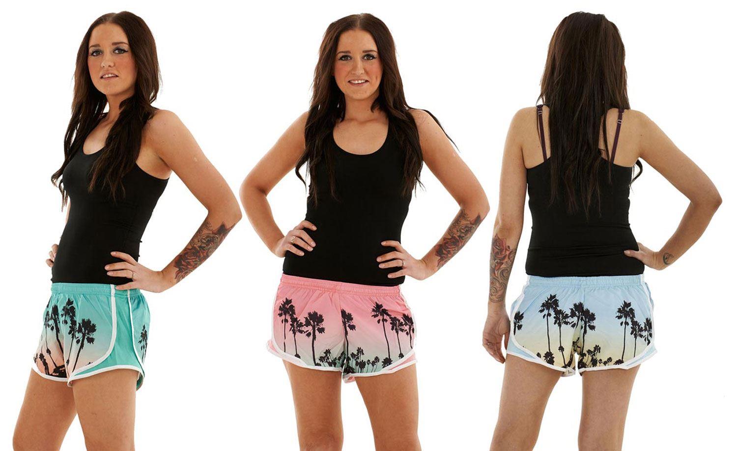 Damen Schwimmen Shorts 3 Pack sortiert Hawaii Print Strand Sommer Hot Pants