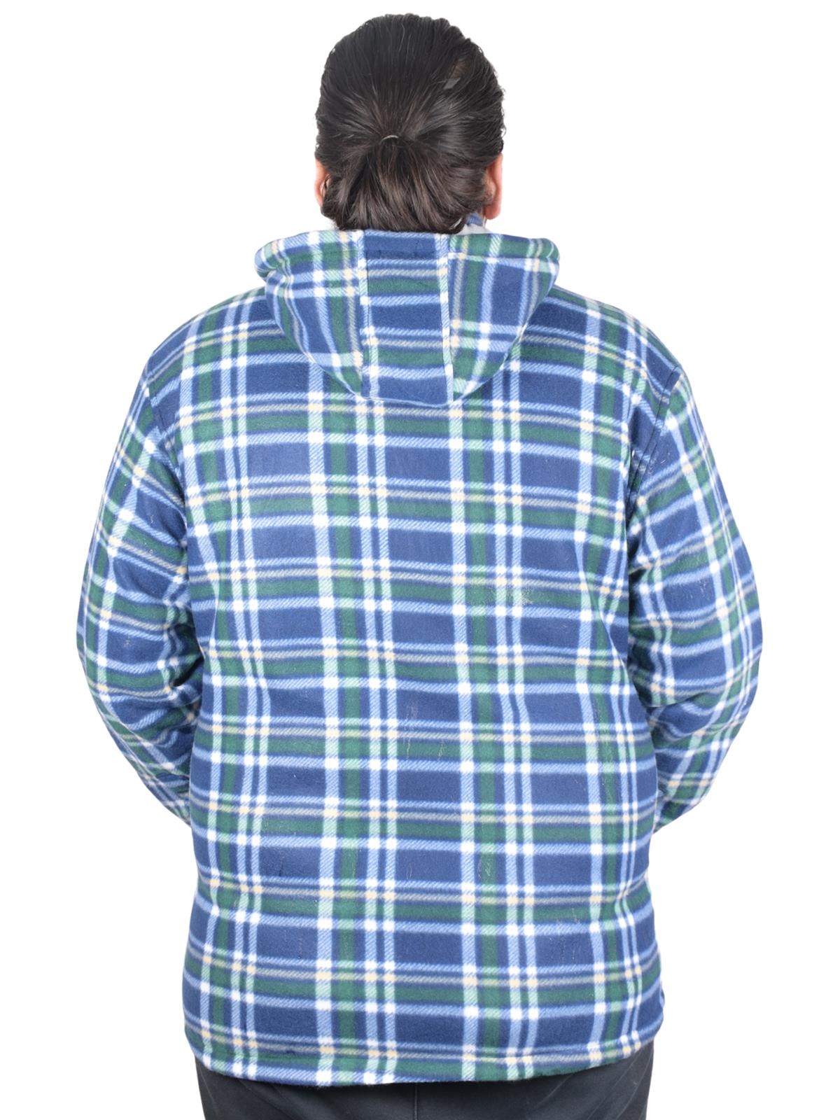 Camisa acolchada para hombre Sherpa forrada de piel leñador chaqueta de trabajo gruesa informal sudadera con capucha - Imagen 27 de 48