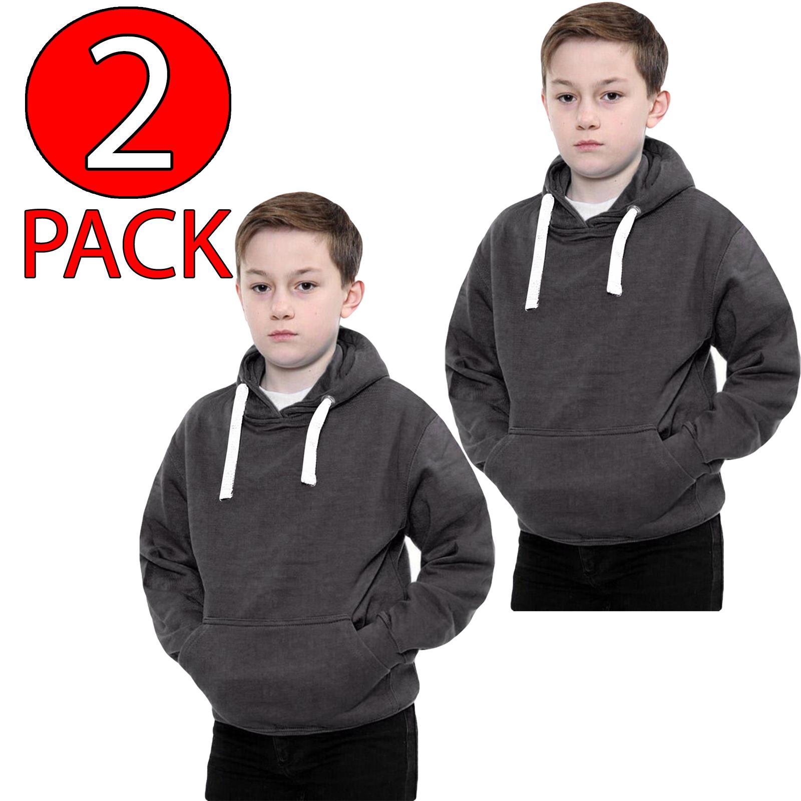 Kids Girls Boys Plain Hooded Jumper Fleece Pullover Hoodie Unisex Sweatshirt - Picture 63 of 128