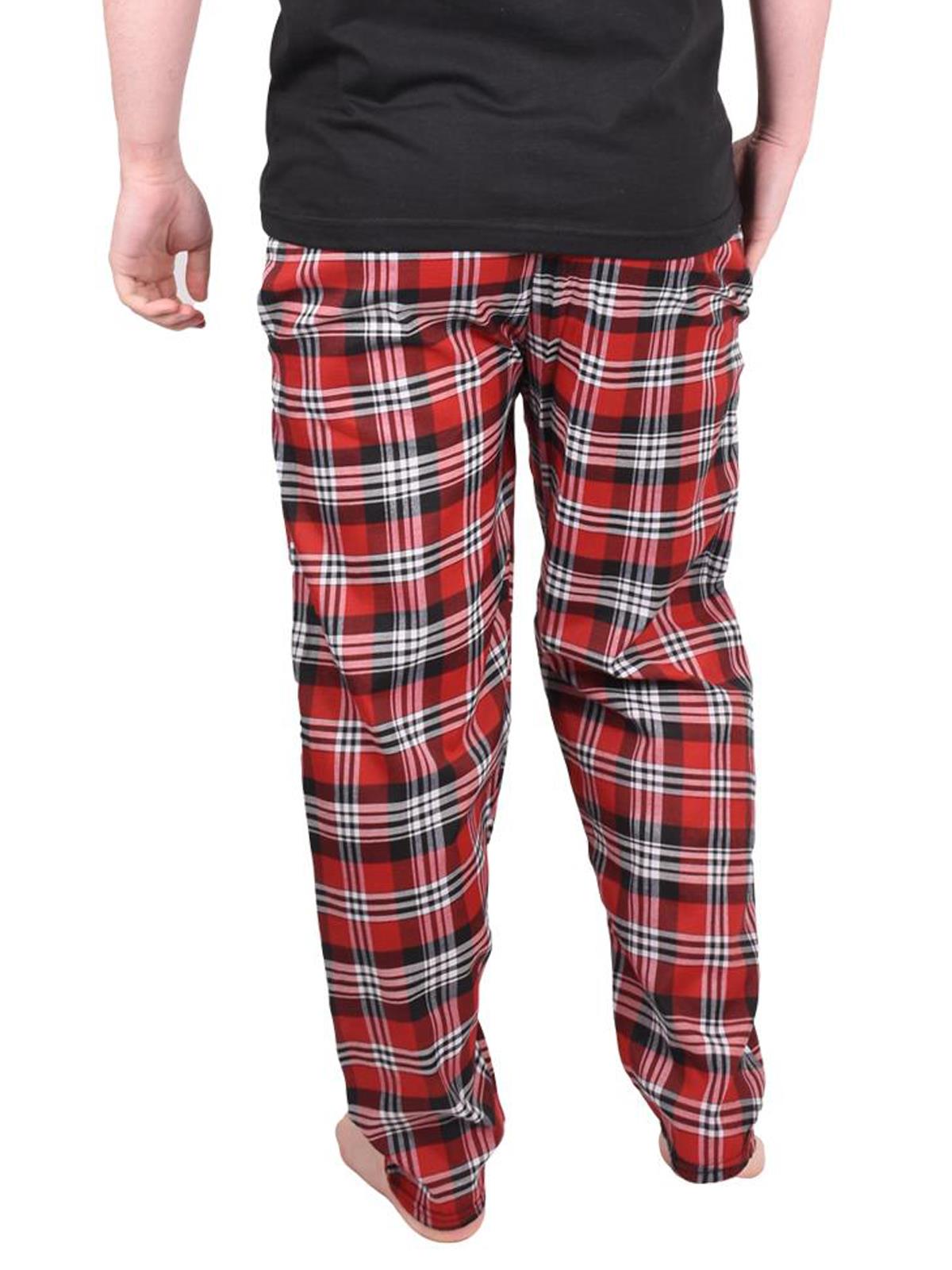 Mens Pyjama Bottoms Woven Check PJ Pants Lounge Nightwear 2 Pack Trouser - Picture 12 of 34