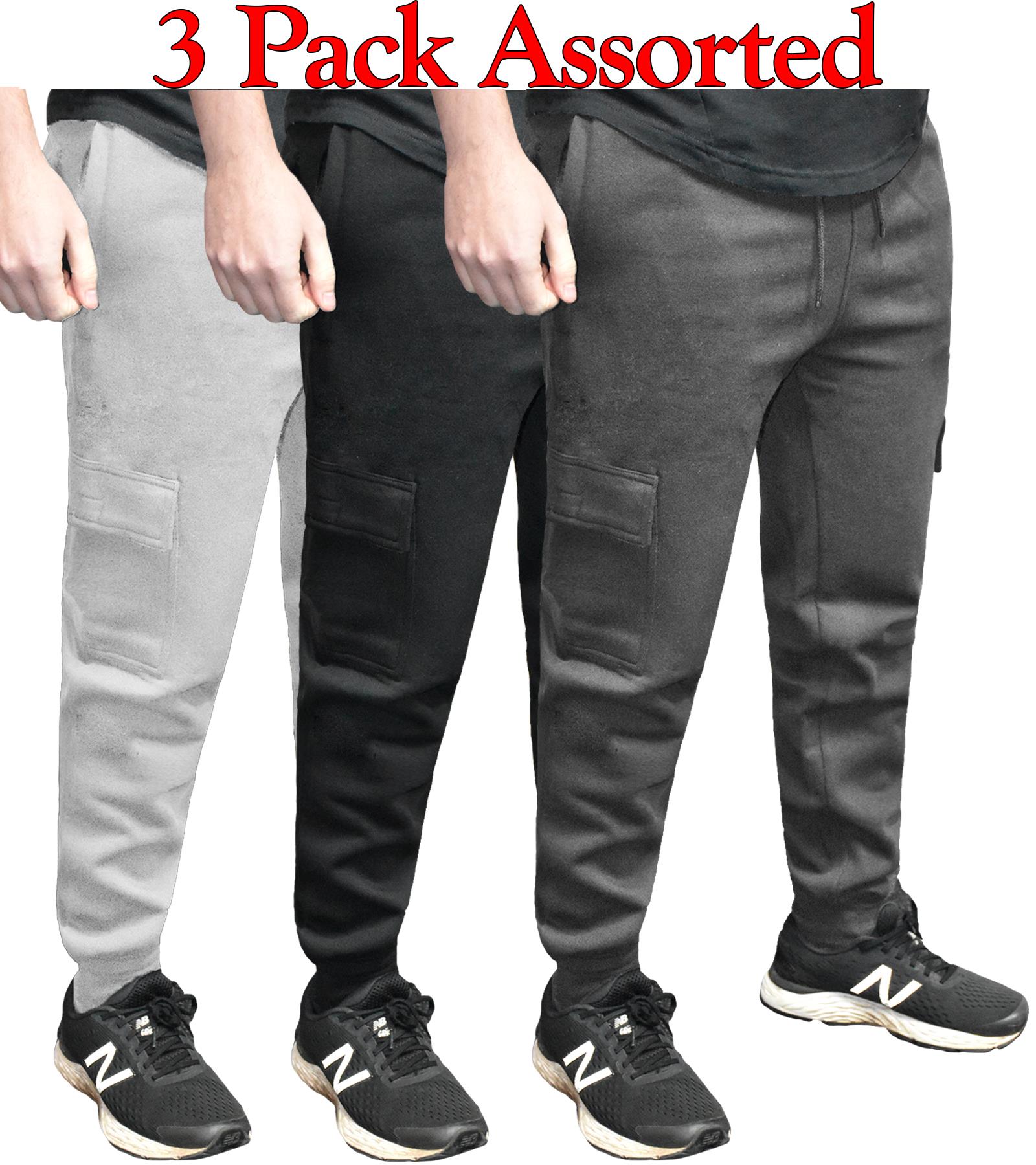 Mens Cargo Jogging Bottoms Fleece Trousers Five-Pocket Casual Gym Joggers S-2XL - Picture 2 of 51