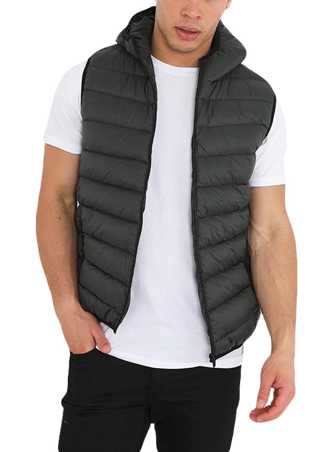 Mens Hooded Gilet Body Warmer Sleeveless Padded Puffer Quilted Jacket BRAVE SOUL - Picture 16 of 17