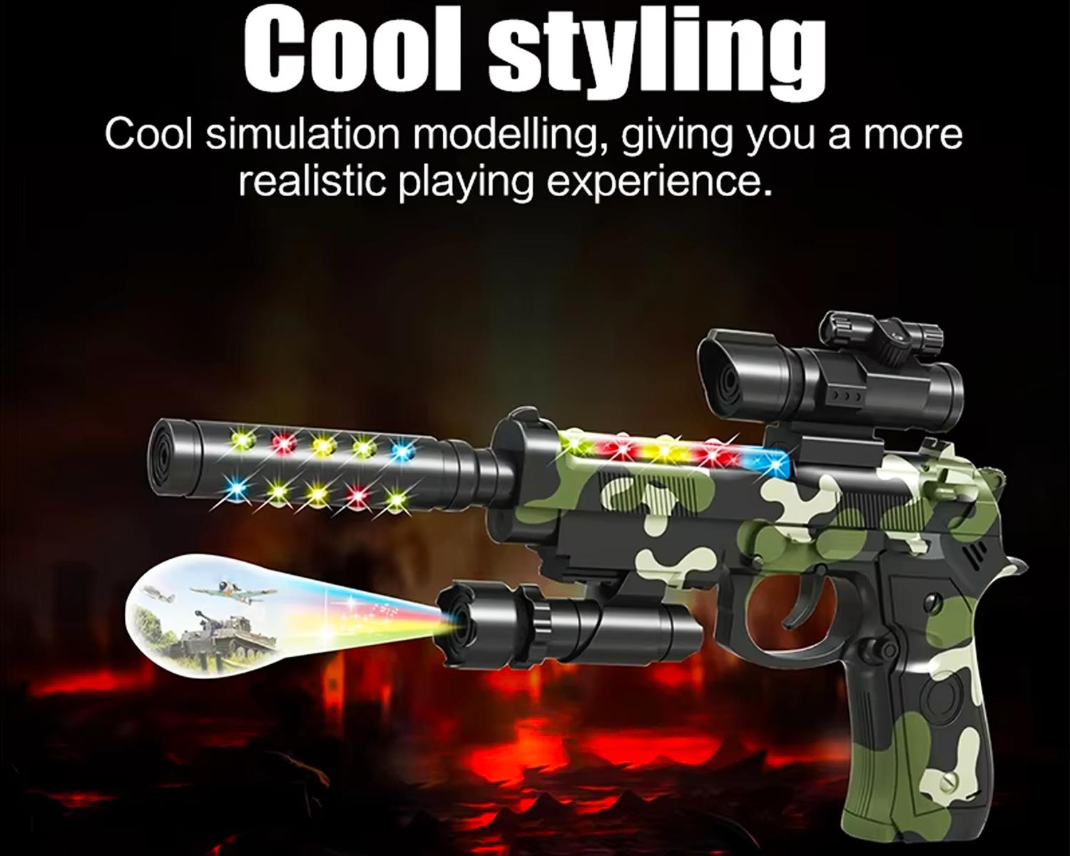 Military-Style Kids Toy Glock Pistol Gun with Projection Light Sound Vibration - Picture 8 of 9