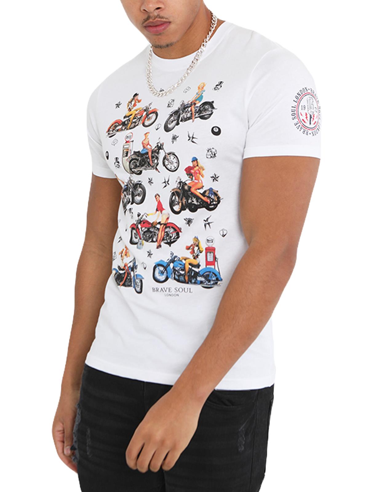 Biker T-Shirt Motorbike Motorcycle Racer Chopper Bike Mens Vintage Print Top UK - Picture 13 of 15