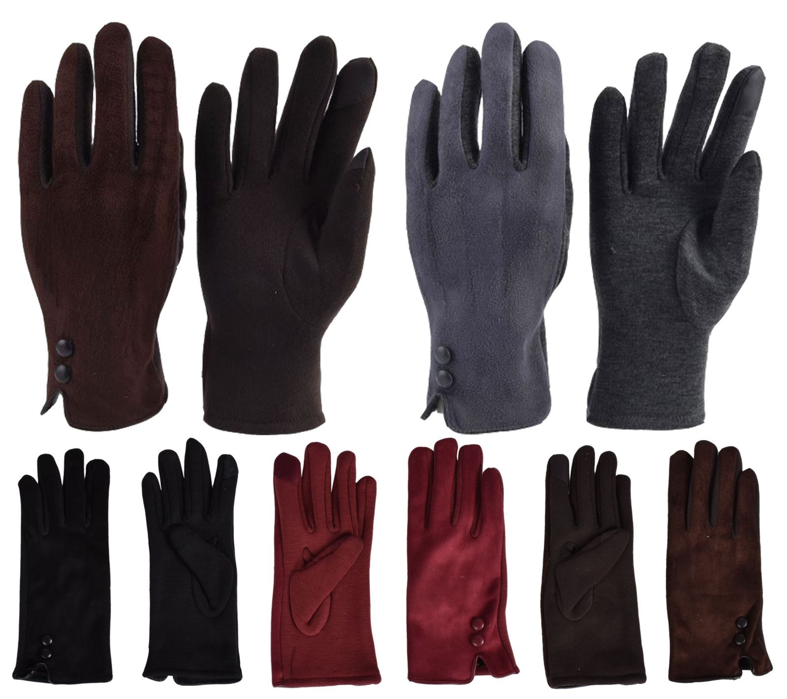 Mesdames Femmes Daim Gants Noir Premium Tricoté Poignet Doublure Polaire Hiver