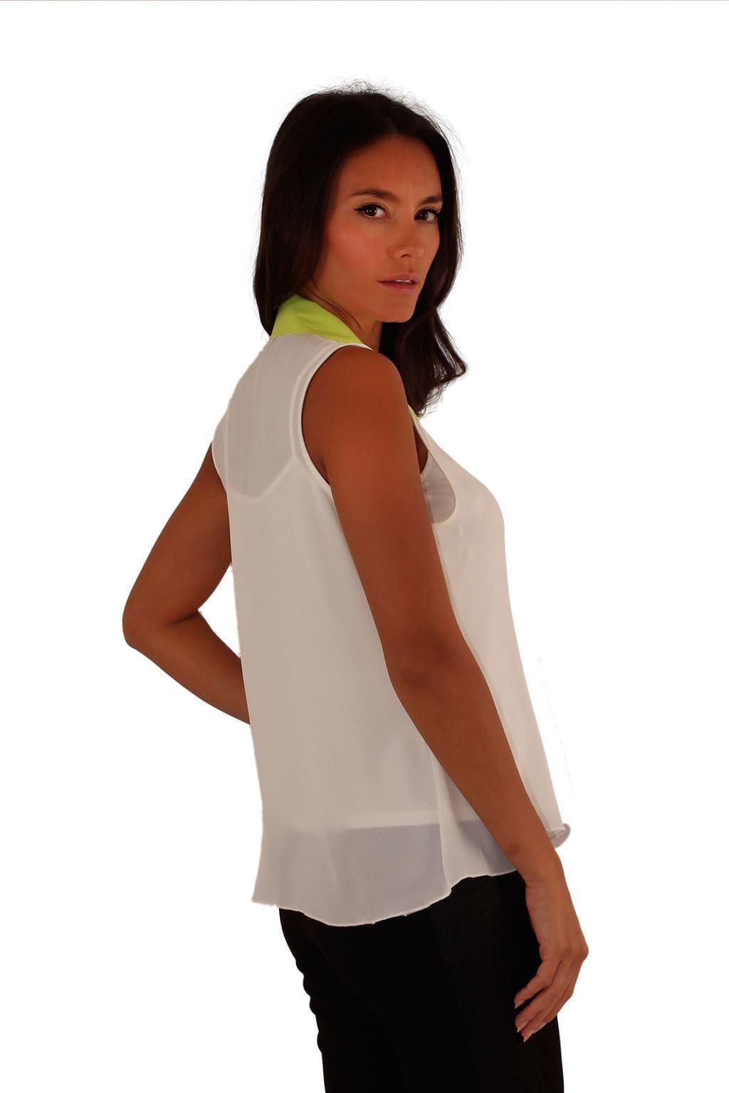 Ladies Sleeveless Top Collared Shirt Regular Polyester Fabric Casual