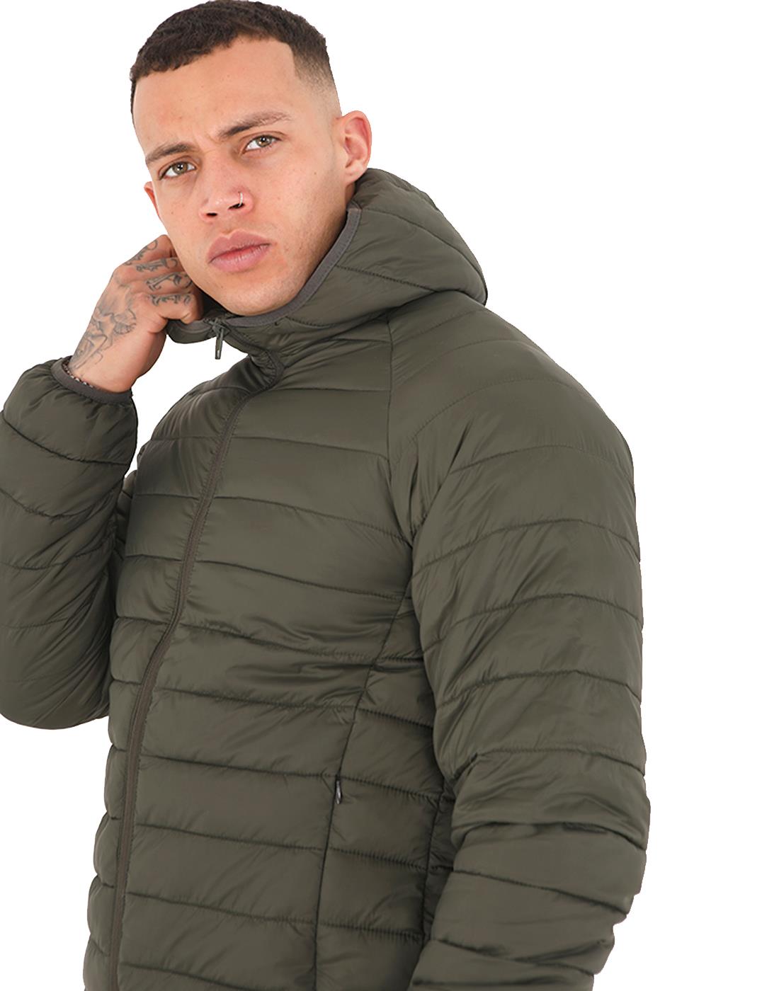 Mens Winter Jacket Warm Padded Puffer Bubble Down Coat Quilted Zip Outwear - Picture 16 of 19