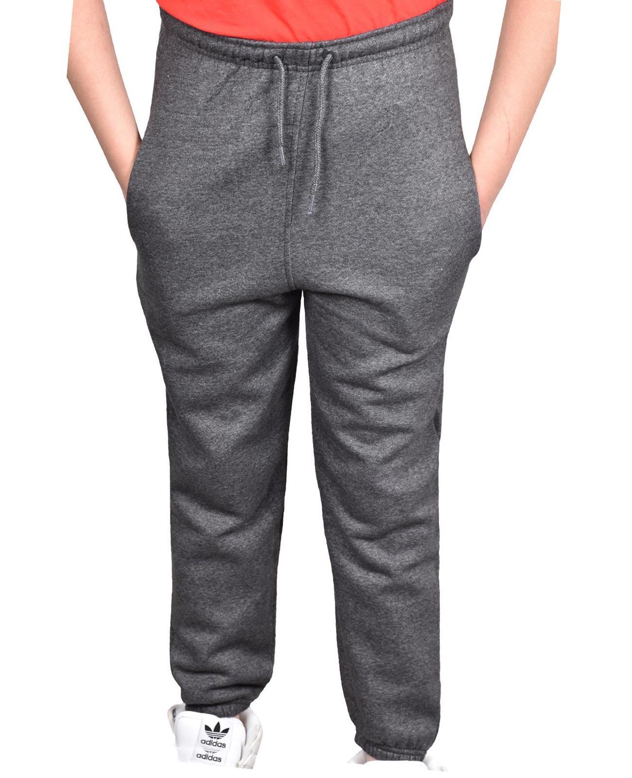 Jogging Bottoms Pack of 2 Kids Boys Girls Warm Fleece PE Plain Tracksuit Joggers - Picture 21 of 62