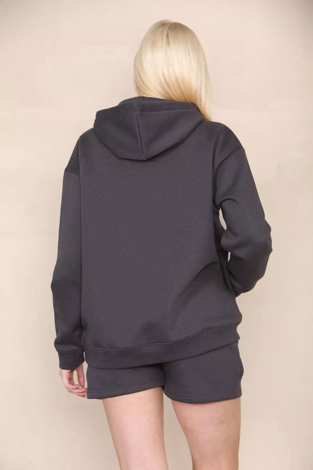 Womens Tracksuit Set Ladies Long Sleeve Lounge Wear Hoodie Fleece Sweat Short - Picture 9 of 20