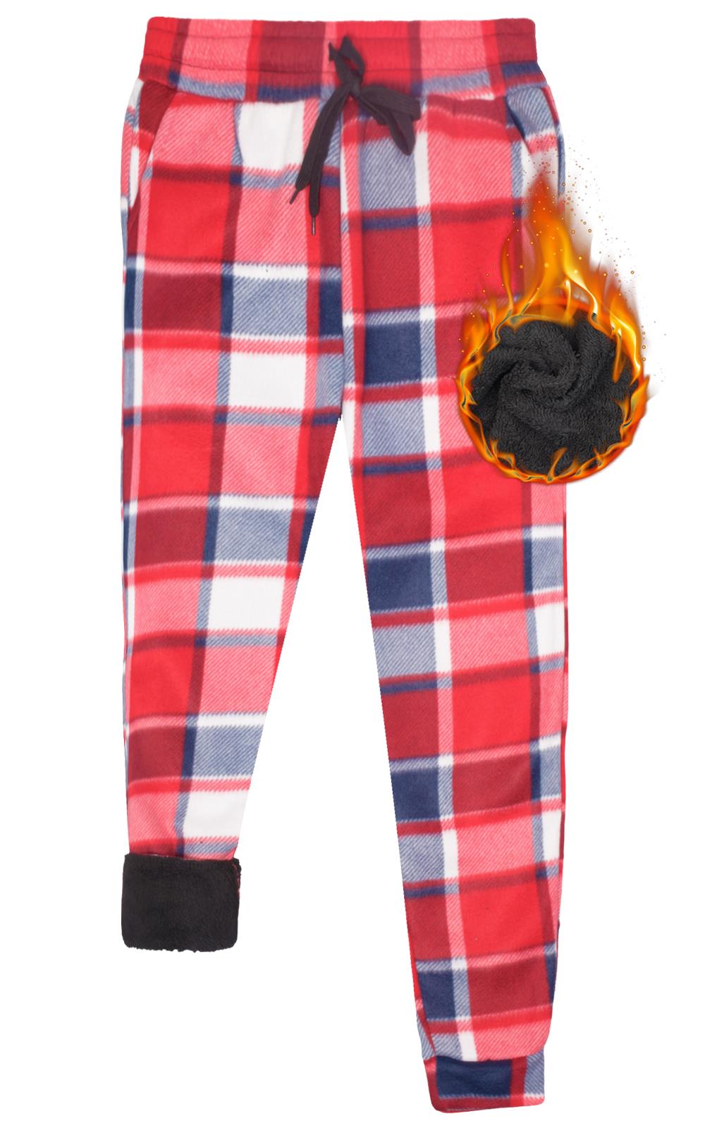 Pantalones de chándal para mujer de franela elásticos con cordón polar a cuadros PJ - Imagen 44 de 48