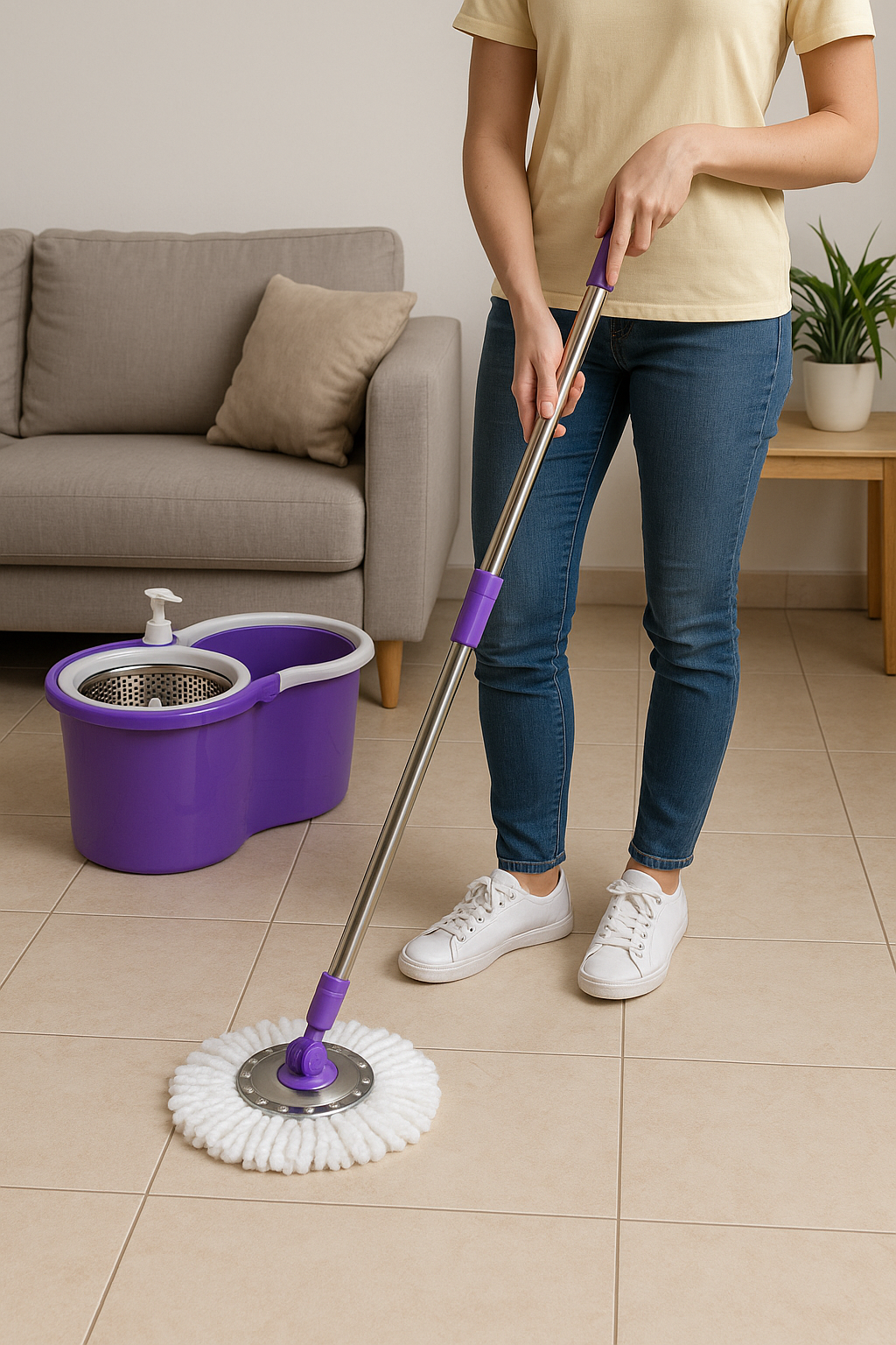 360° FLOOR MAGIC SPIN MOP BUCKET SET WITH 2 HEADS MICROFIBRE ROTATING DRY HEADS - Picture 15 of 17