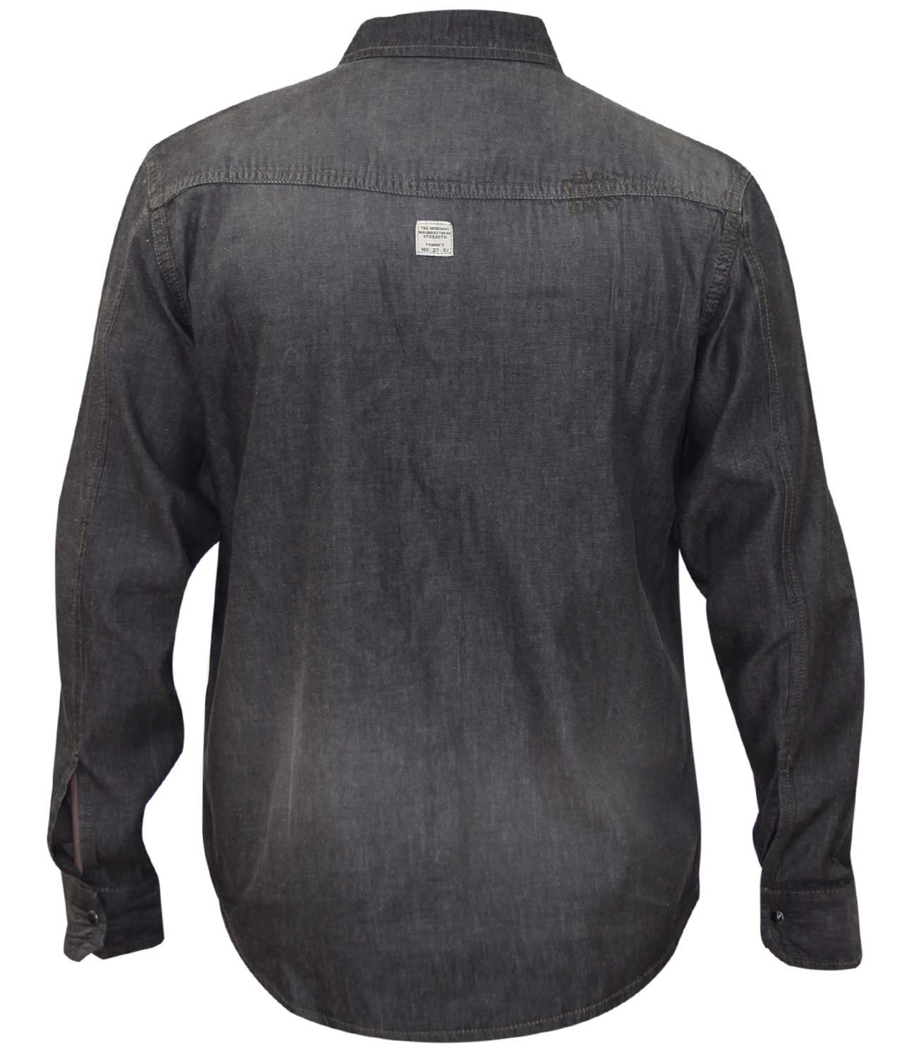New Mens Denim Shirt Long Sleeves Collar Cotton Casual Top Jeans T Shirt S-2XL