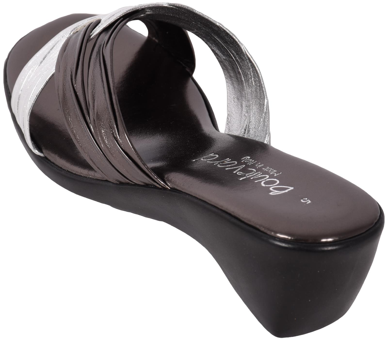Boulevard Ladies Crossover Mule Sandal Wedge Heel Slip On Padded Socks Size 3-8 - Picture 39 of 40