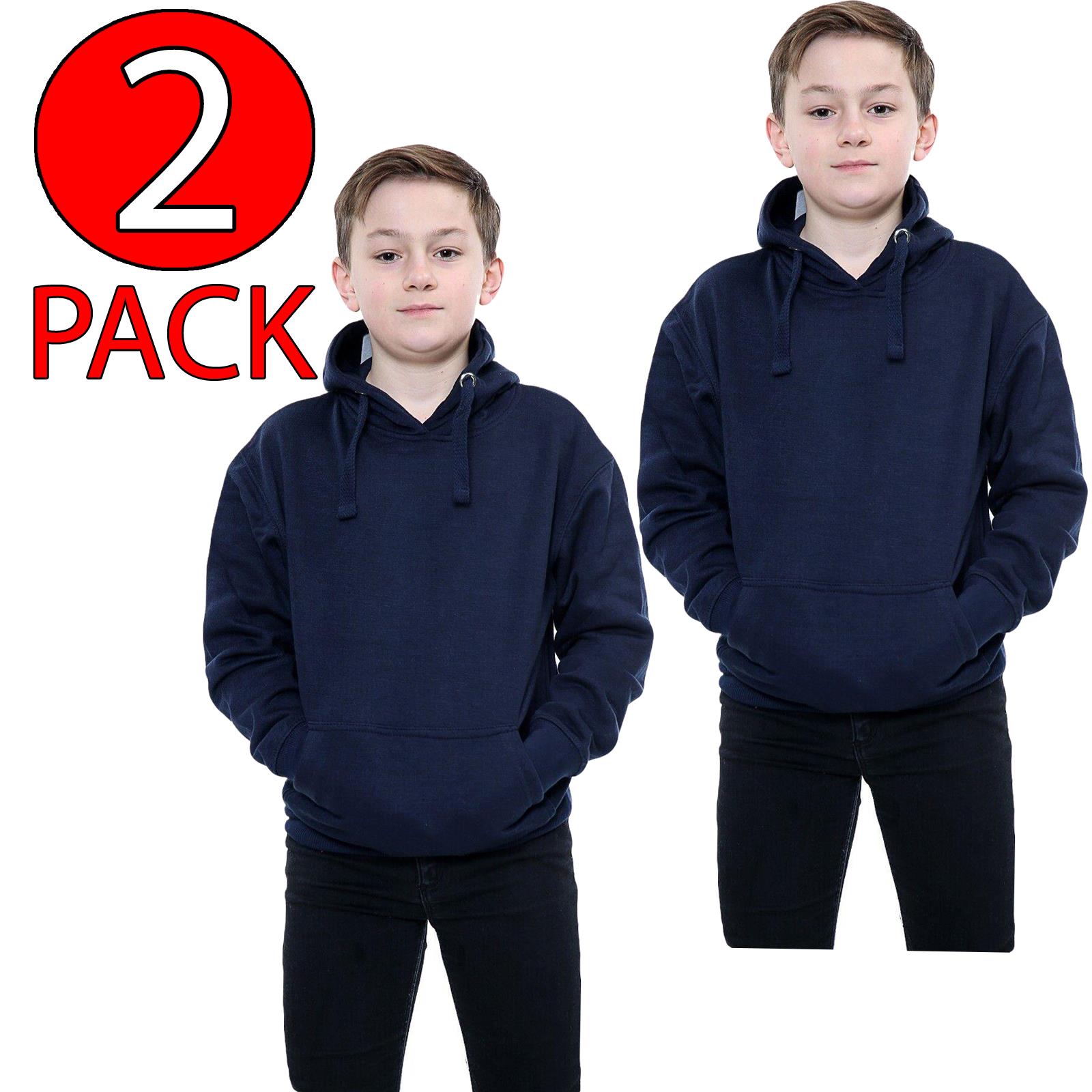 Kids Girls Boys Plain Hooded Jumper Fleece Pullover Hoodie Unisex Sweatshirt - Picture 65 of 128