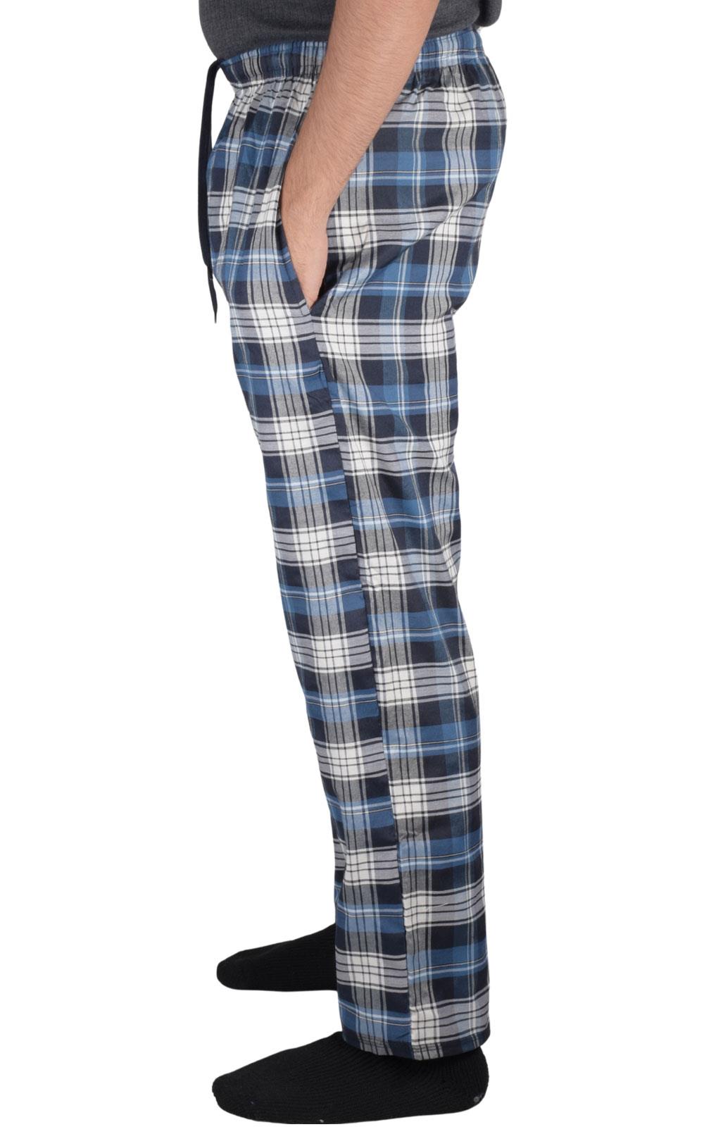 Paquete de 2 pantalones de pijama para hombre tejidos a cuadros de algodón ropa de dormir a cuadros pantalones de salón - Imagen 12 de 33