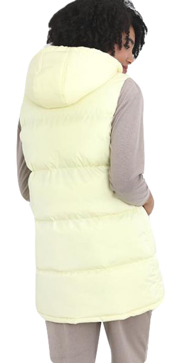 Ladies Hooded Puffer Gilet Jacket Long Line Womens Padded Top Winter Body Warmer - Picture 9 of 15