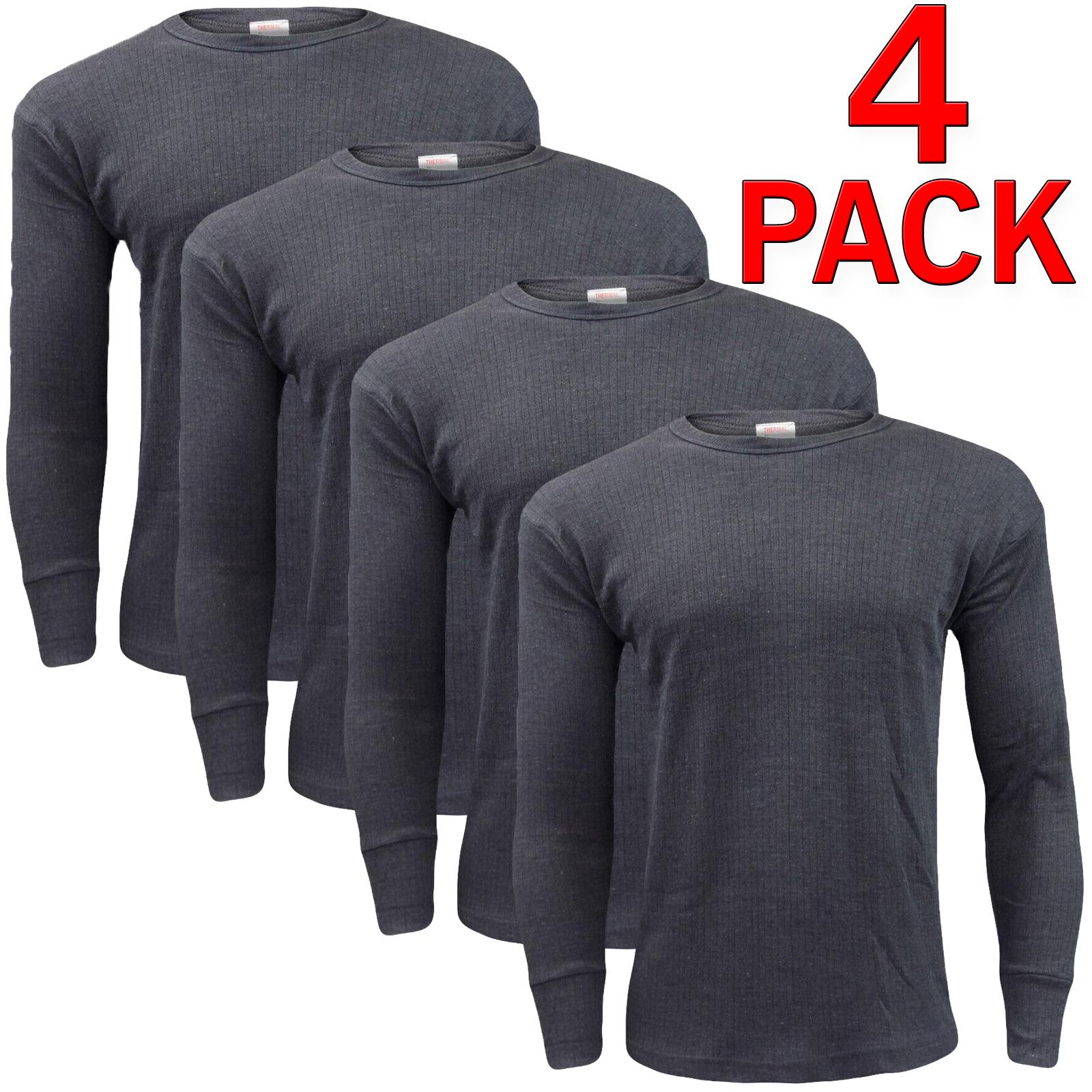 3, 4 Pack Mens Thermal Long Sleeves Shirts Top Winter Warm Long Johns Vest - Picture 38 of 40