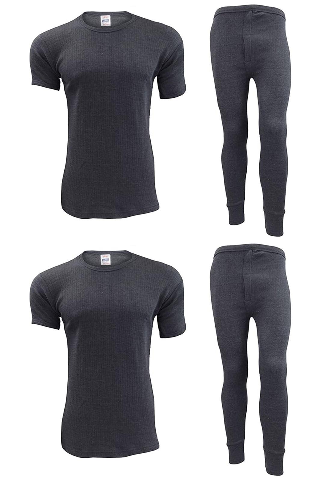 2 Full Set Mens Thermal Long Johns Top Bottom Underwear TShirt Short Long Sleeve - Picture 12 of 21