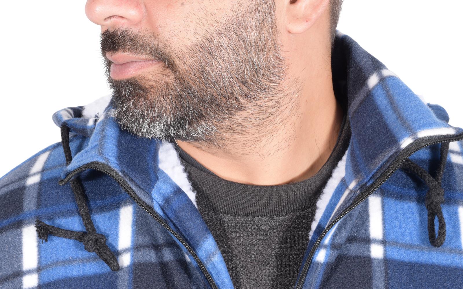 Camisa acolchada para hombre Sherpa forrada de piel leñador chaqueta de trabajo gruesa informal sudadera con capucha - Imagen 44 de 48
