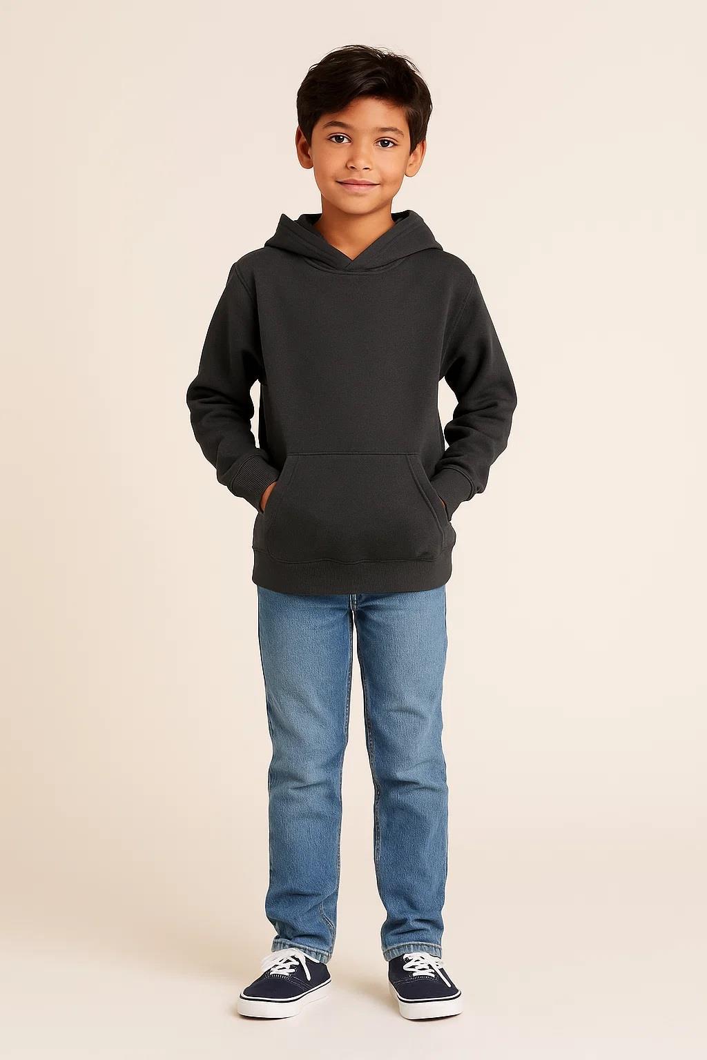 Kids Girls Boys Plain Hooded Jumper Fleece Pullover Hoodie Unisex Sweatshirt - Picture 109 of 128