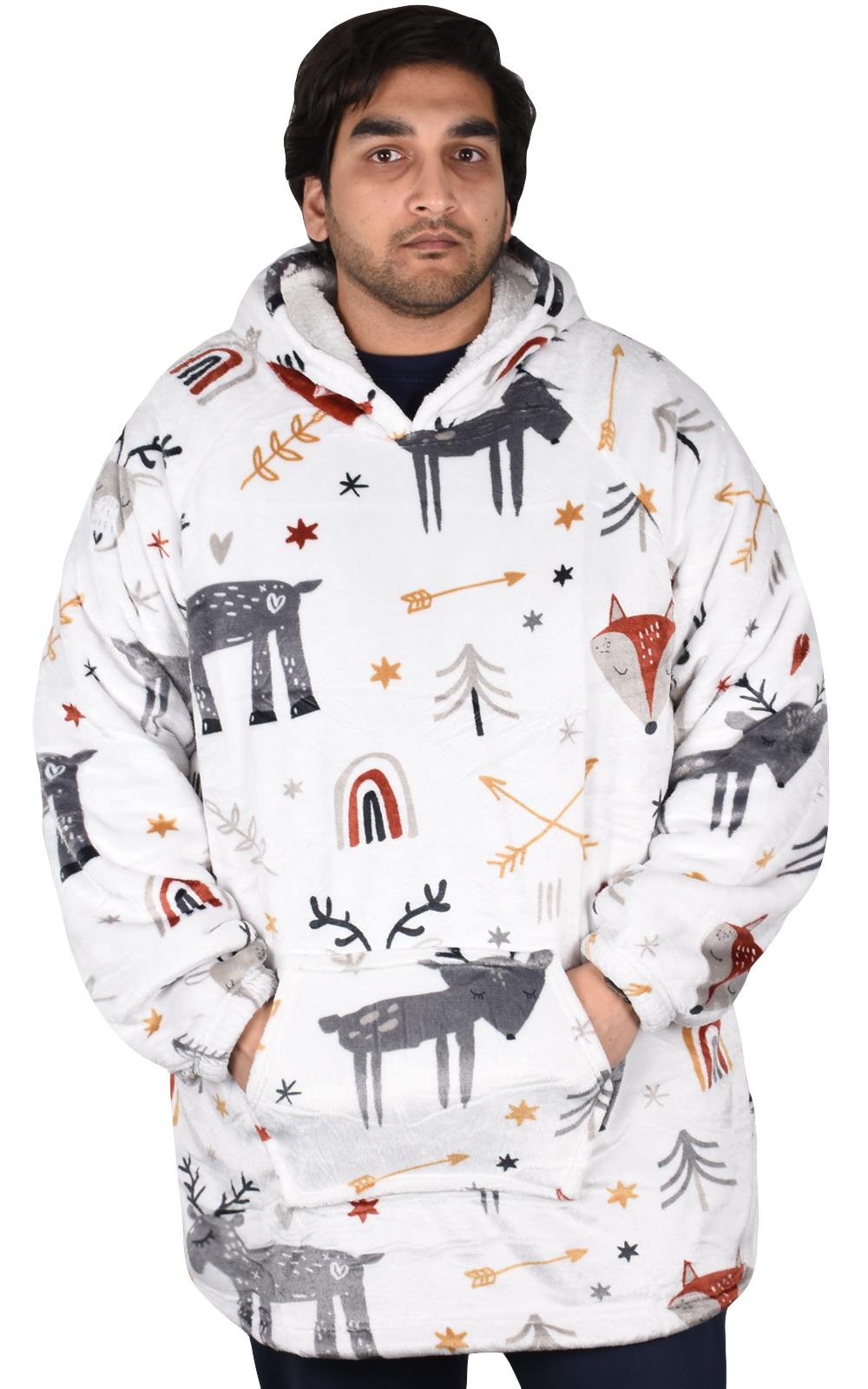 Hoodie Blanket Adult Oversized Sweatshirt Sherpa Fleece Big Hooded Ultra Plush - Picture 245 of 353