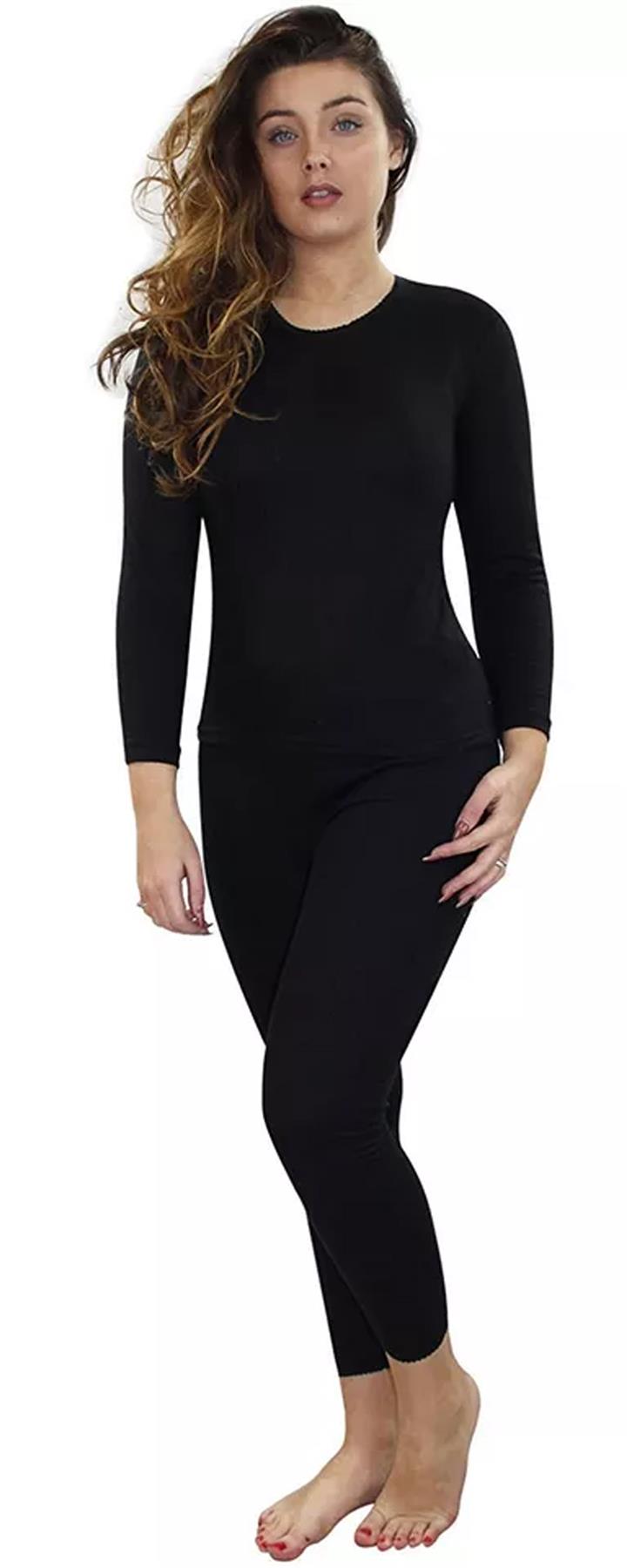 Ladies Thermal Underwear Top Long Sleeve Tshirt Vest Legging Bottom Long Janes - 第 4/28 張圖片