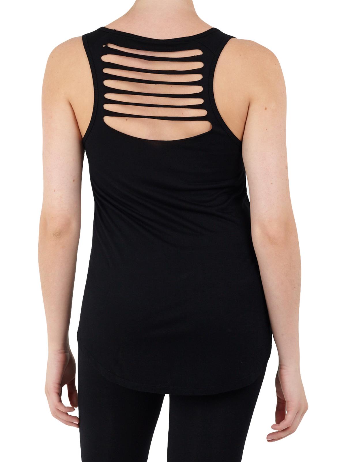 Ladies Womens Plain Vest Sleeveless Stretchy Cami Slashed Back Wide Tank Tops - Imagen 9 de 13