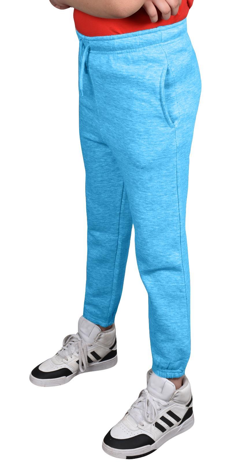 Jogging Bottoms Pack of 2 Kids Boys Girls Warm Fleece PE Plain Tracksuit Joggers - Picture 59 of 62