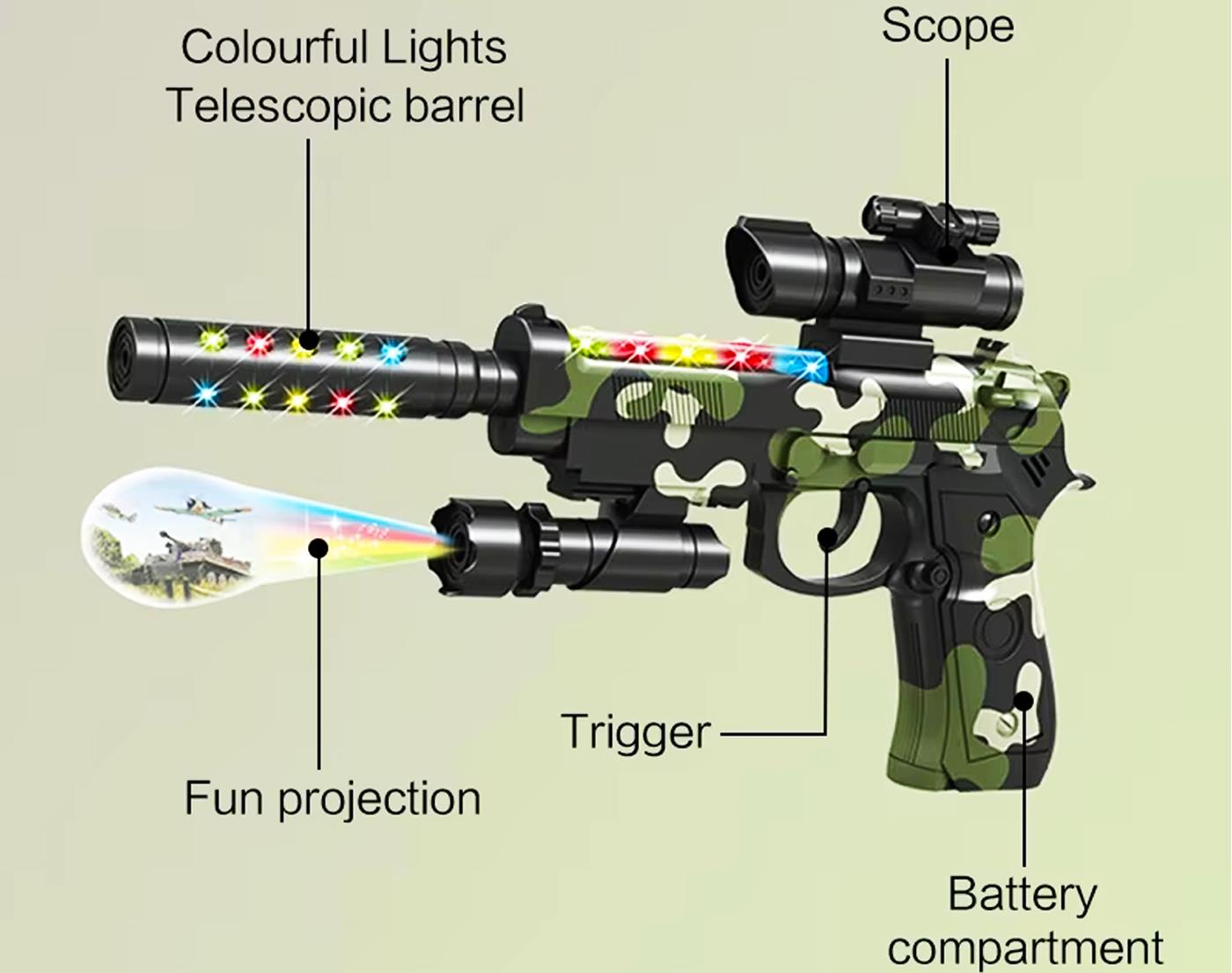 Military-Style Kids Toy Glock Pistol Gun with Projection Light Sound Vibration - Picture 6 of 9