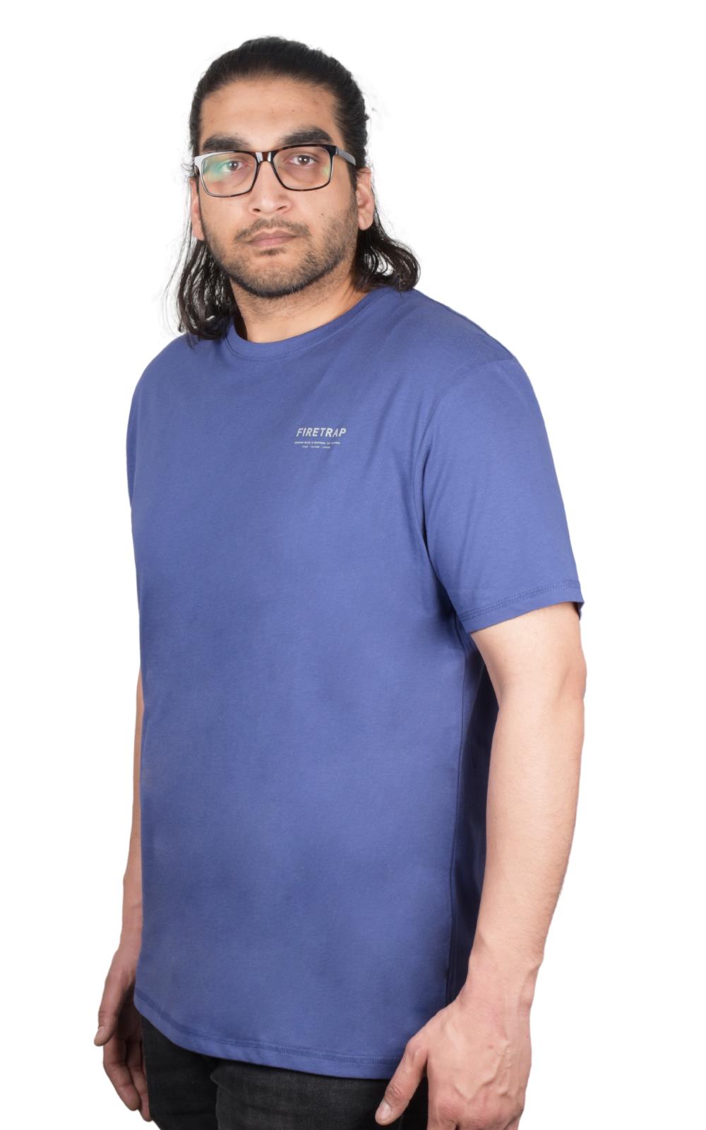 Firetrap Mens Plain T-shirt Crew Neck Short Sleeve T Shirt 100% Cotton Tee Top - Picture 20 of 31