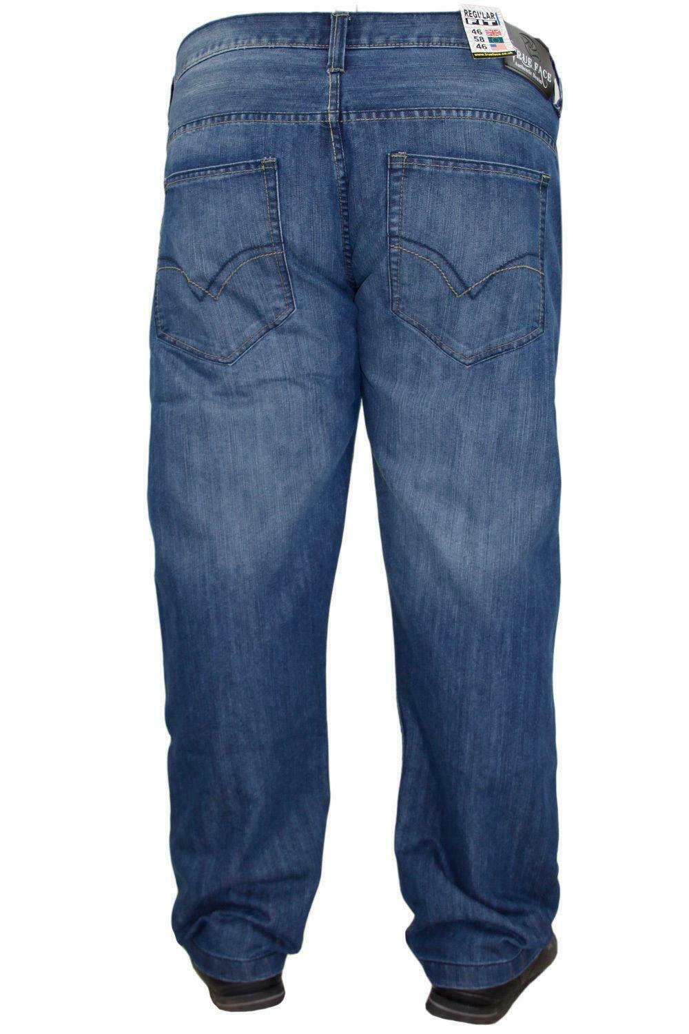 Mens Denim Jeans Regular Fit Straight Leg Cotton Pants Trousers Big & Tall Sizes - Picture 32 of 32