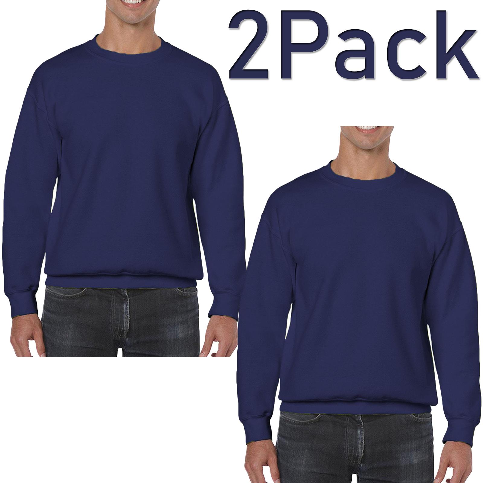Sudadera lisa para hombre Jersey Suéter Pullover Trabajo Informal Top Paquete de 2 y 3 - Imagen 40 de 40