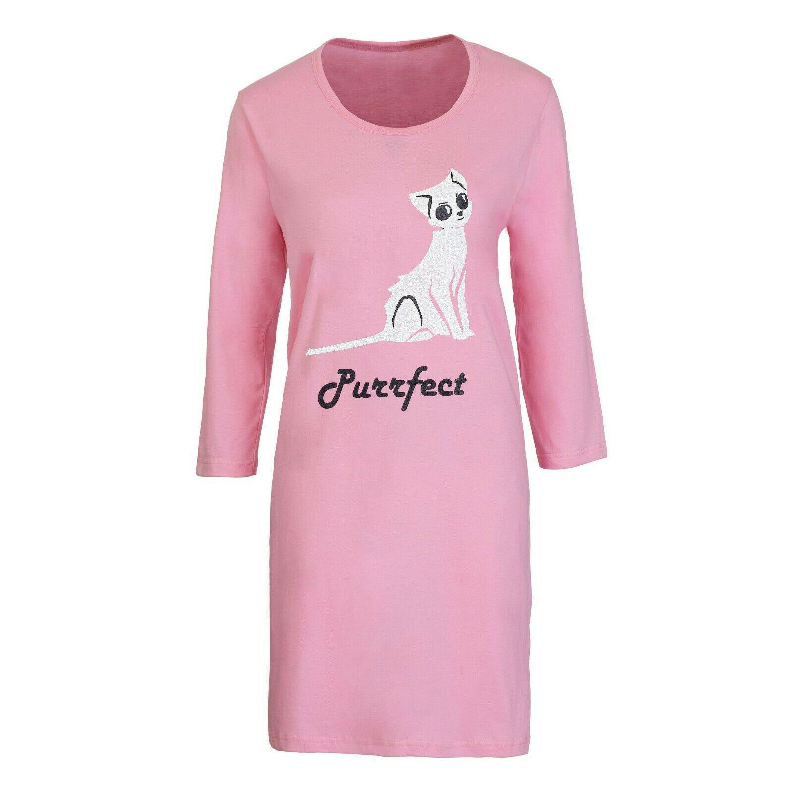Mujeres Camisón Camisón Algodón Damas Estampado Manga Corta Camisón Ropa de dormir - Imagen 40 de 45