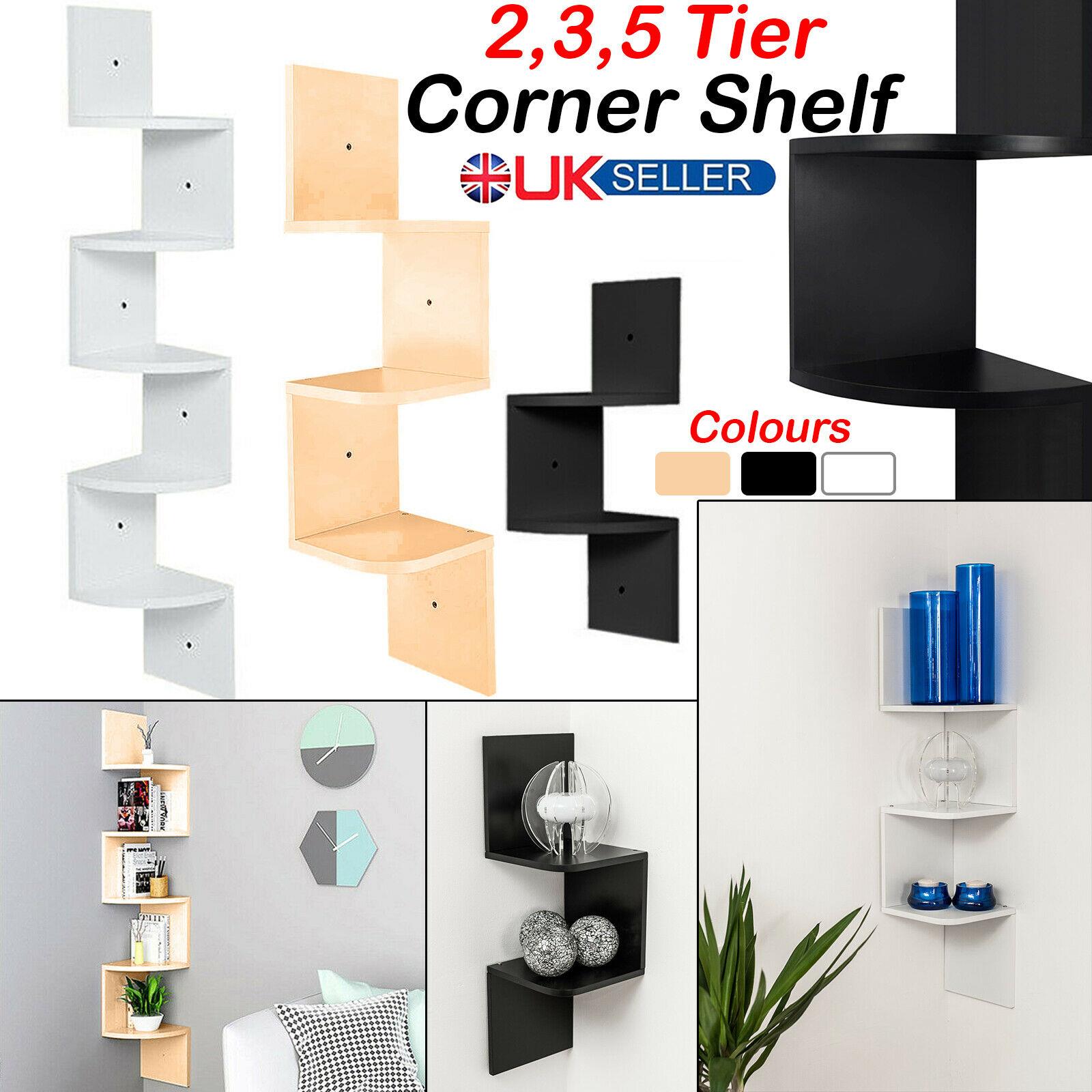 2//3//5 Tier Floating Wall Shelves Corner Shelf CD Photos Display Rack Bookcase