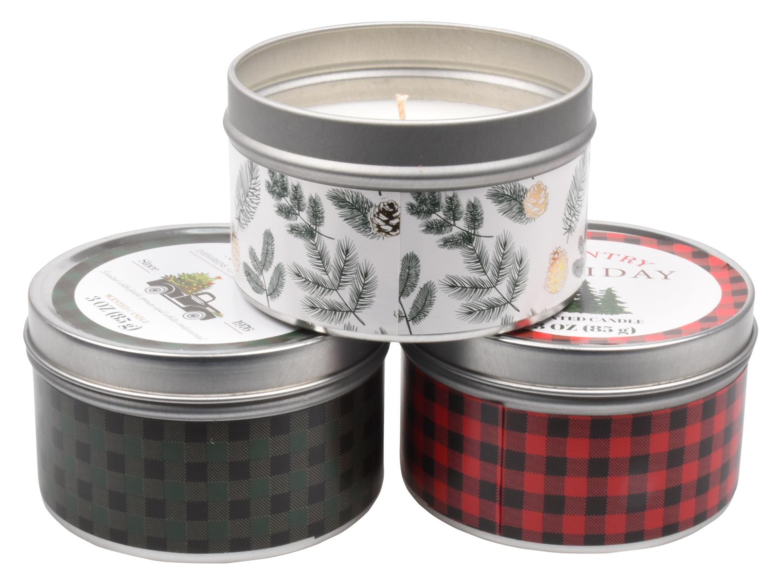 Scented Candles New Set of 3 Festive Christmas Decorative Tin Xmas Gift set - Picture 63 of 99