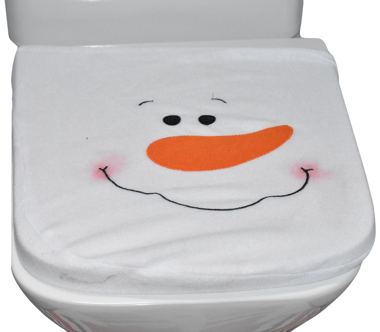 3Pcs Christmas Toilet Seat Cover Xmas Decor Bathroom Set Mat Santa