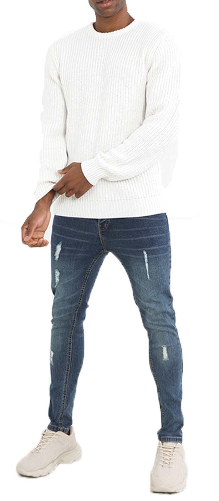 Brave Soul Mens Cable Knit Fisherman Knitted Jumper Weave Warm Pullover Sweater - Picture 6 of 51