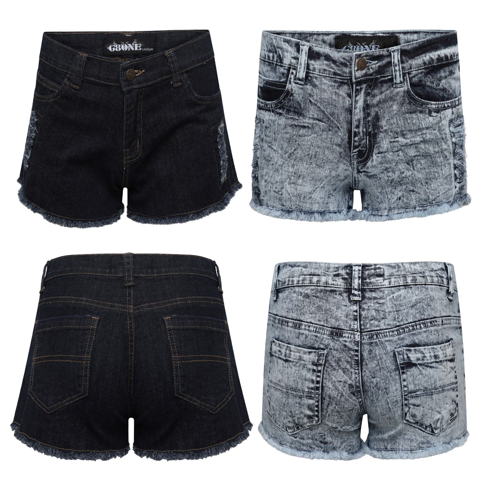 Women Ripped Casual Bottoms Frayed Hem Ripped Denim Stretch Size UK 8-16