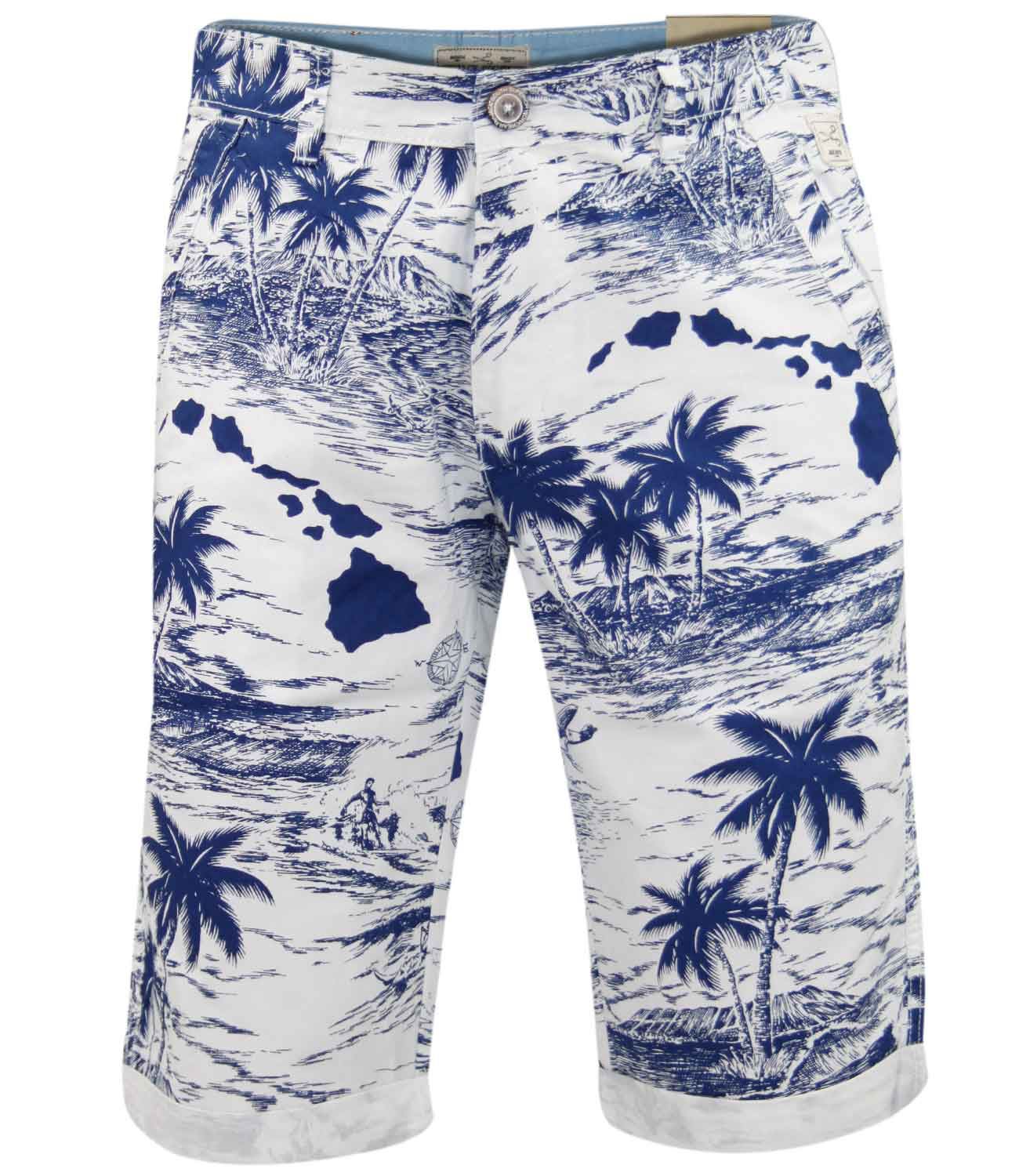 Mens Chino Shorts Summer Hawaiian Floral Casual Beach Cotton Pants Short 28-30 - Picture 15 of 17