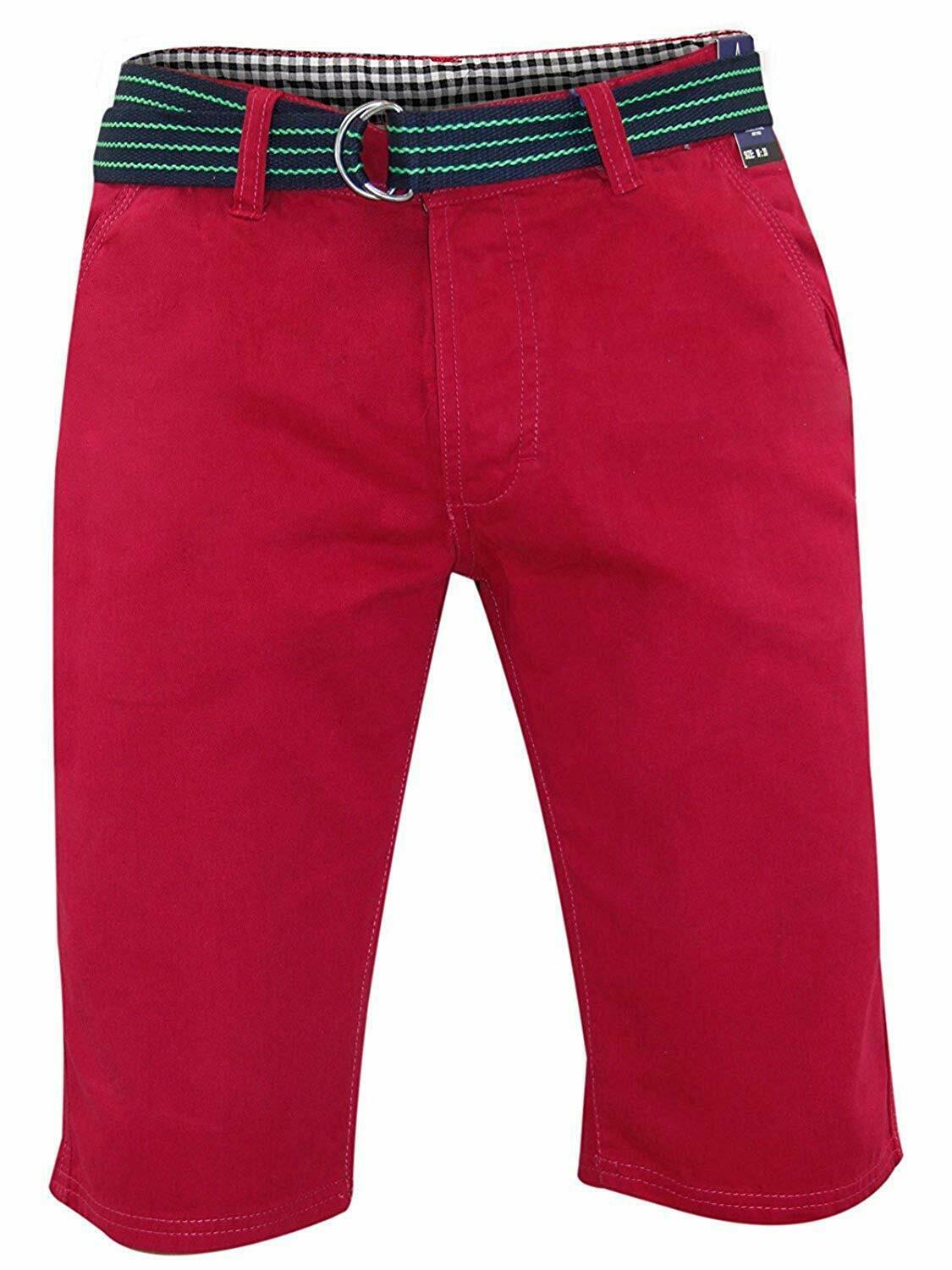 Herren Chino Shorts Freizeit Halb Hose 100% Baumwolle Sommer Jeans Frei Webgürtel - Bild 63 von 79
