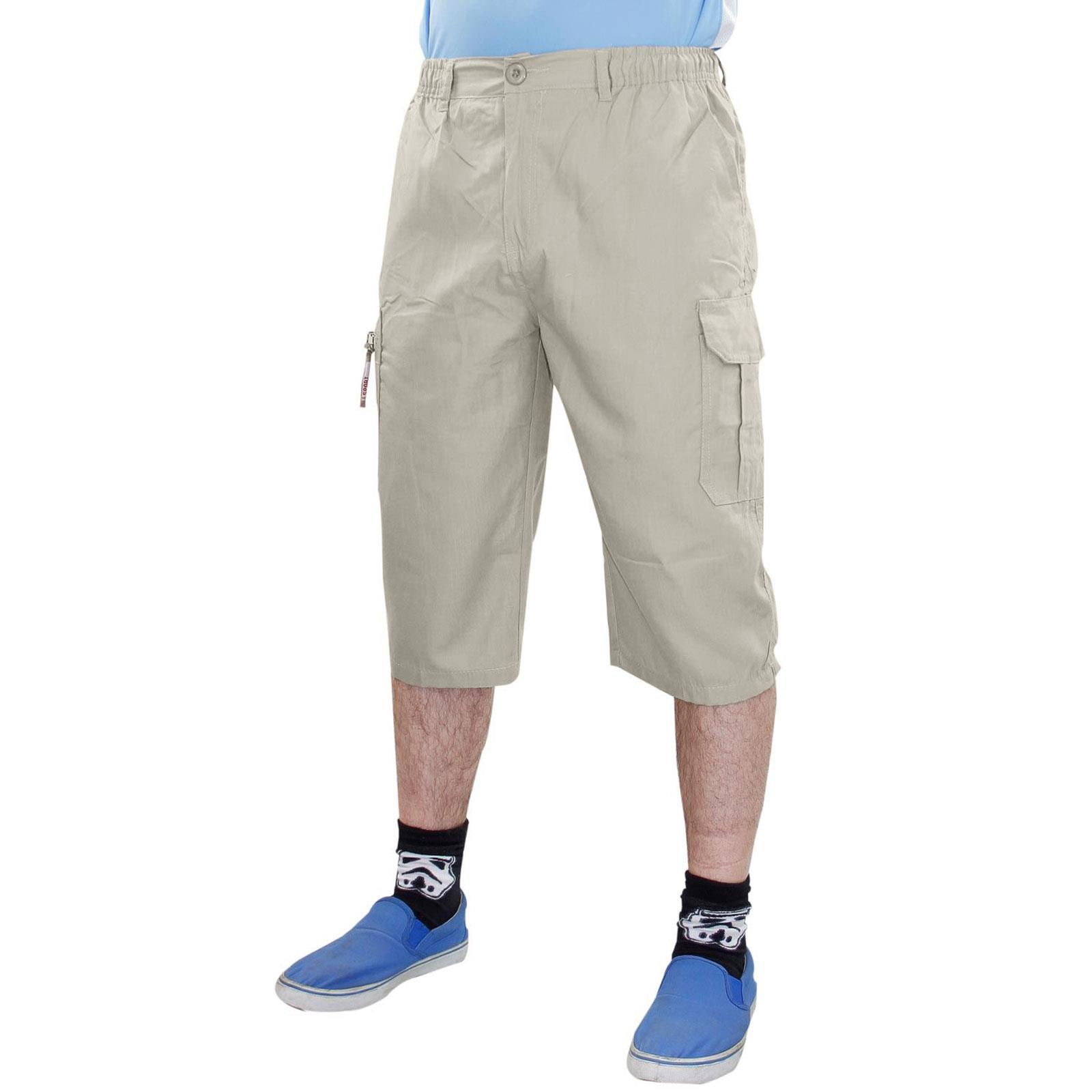 Herren 3/4 Shorts Gummibund Uni Cargo Kampf Arbeit Dreiviertel Hose - Bild 9 von 17