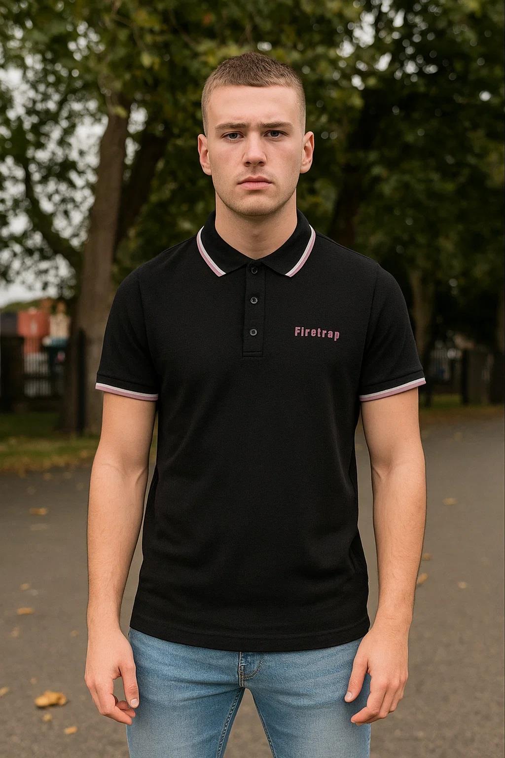 Mens Polo T Shirt Firetrap Plain Shirt Short Sleeve Pique Golf Casual Tee Shirts - Picture 7 of 13